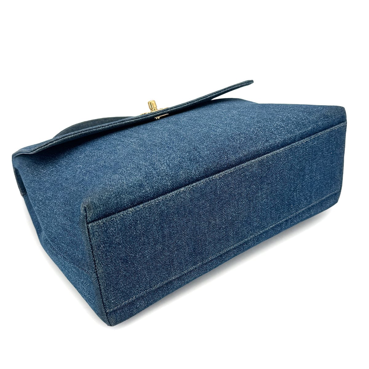 Luxury Promise Japan CHANEL VINTAGE TURN LOCK HAND BAG BLUE DENIM CANVAS 90300602