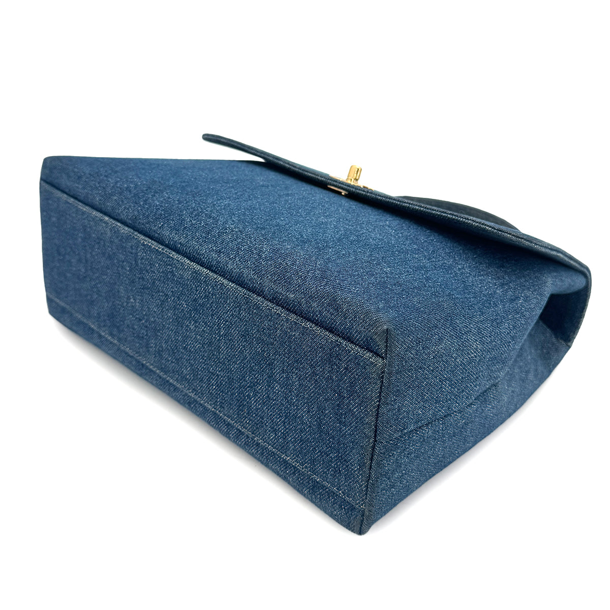 Luxury Promise Japan CHANEL VINTAGE TURN LOCK HAND BAG BLUE DENIM CANVAS 90300602
