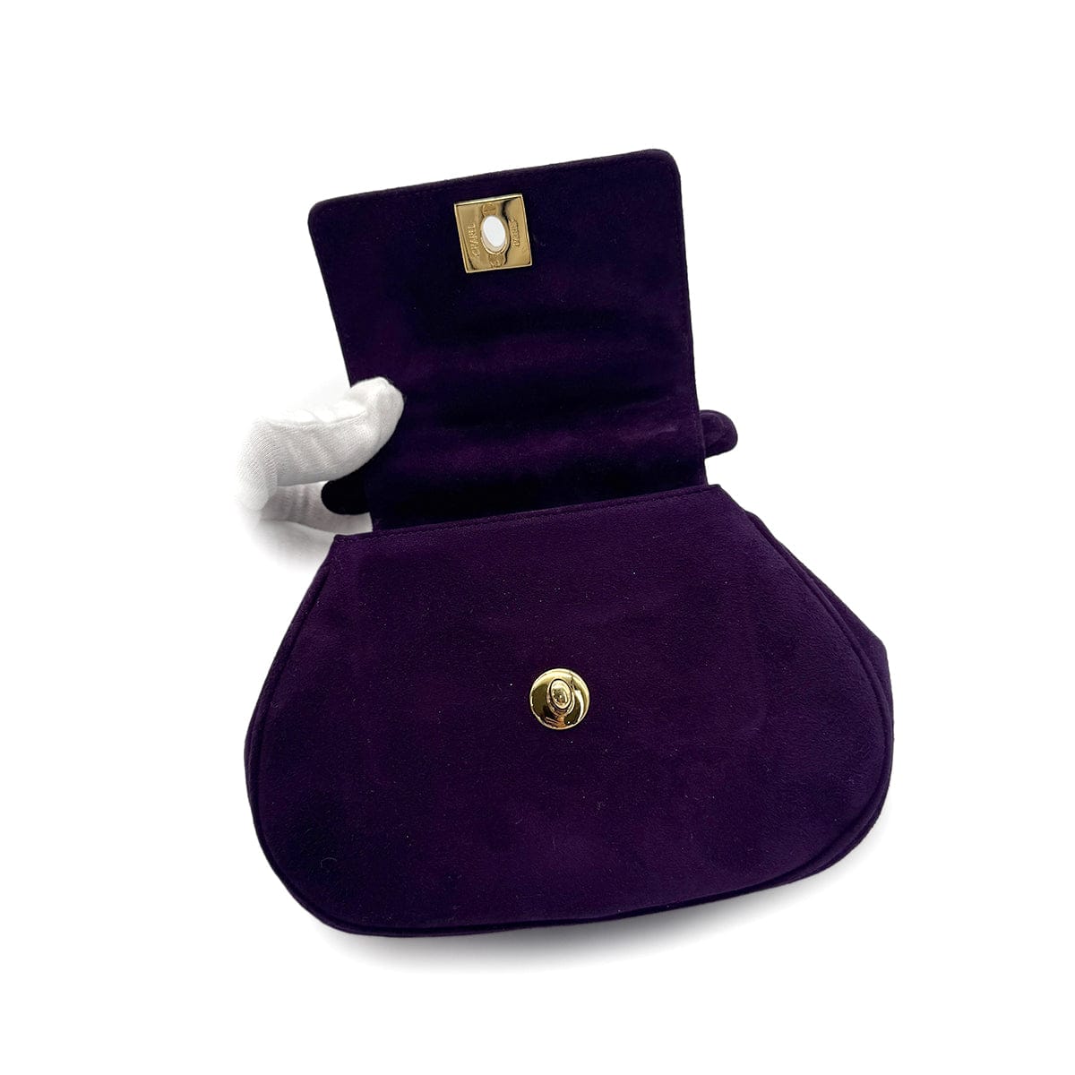 Luxury Promise Japan CHANEL VINTAGE TURN LOCK HAND BAG PURPLE SUEDE 90307218