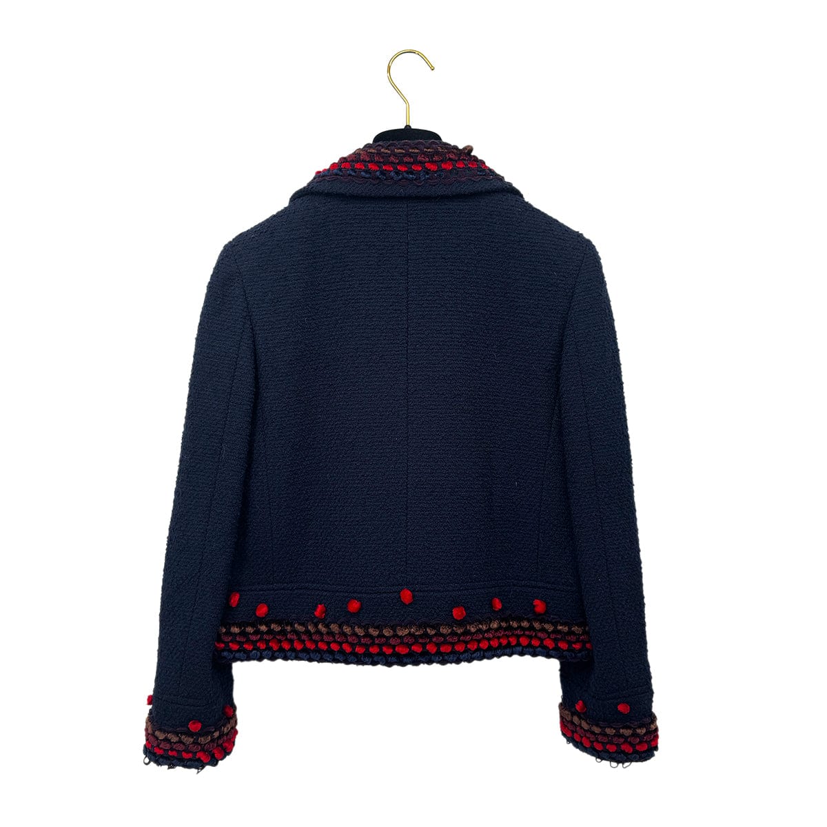 Luxury Promise Japan CHANEL VINTAGE TWEED JACKET NAVY RED WOOL 38 97A RTW 90284427