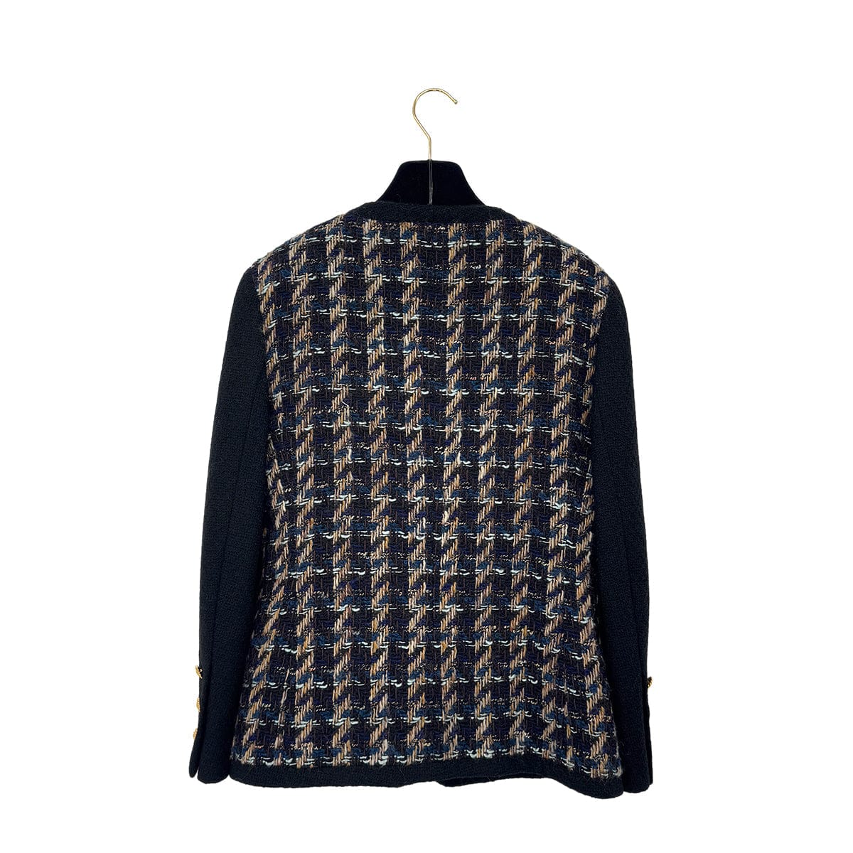 Luxury Promise Japan CHANEL VINTAGE TWEED JACKET SKIRT SET WOOL COCO BUTTON BLACK 40 RTW 90288033