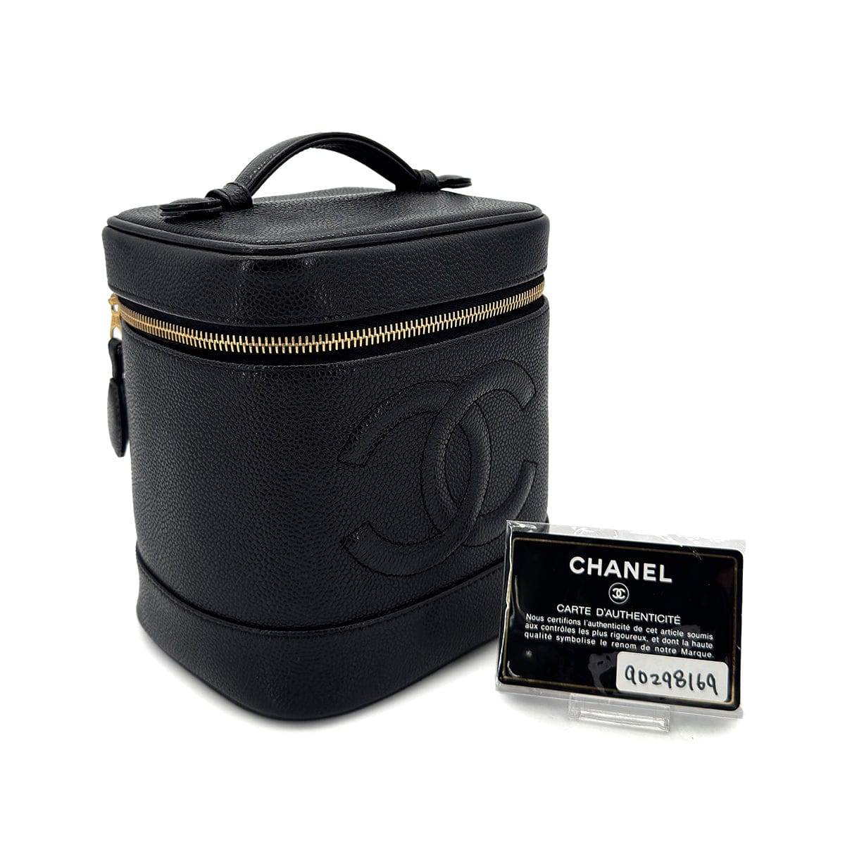 Luxury Promise Japan CHANEL VINTAGE VANITY HAND BAG BLACK CAVIAR SKIN 90298169