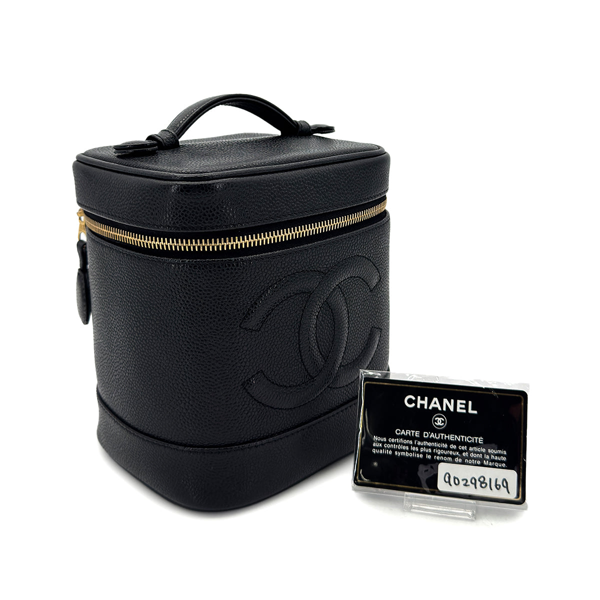 Luxury Promise Japan CHANEL VINTAGE VANITY HAND BAG BLACK CAVIAR SKIN 90298169