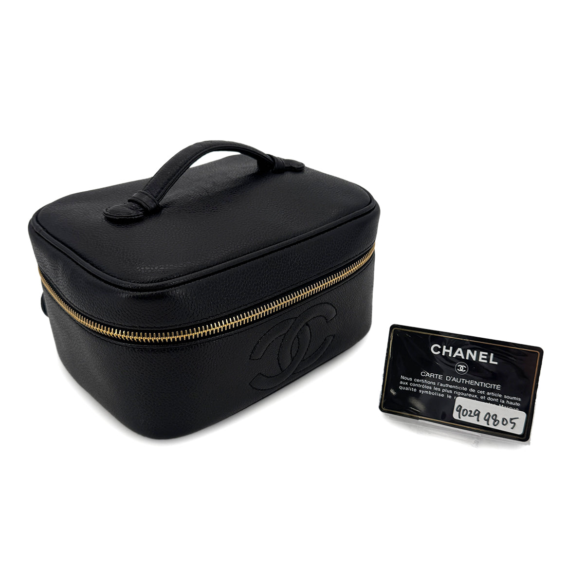Luxury Promise Japan CHANEL VINTAGE VANITY HAND BAG BLACK CAVIAR SKIN 90299805