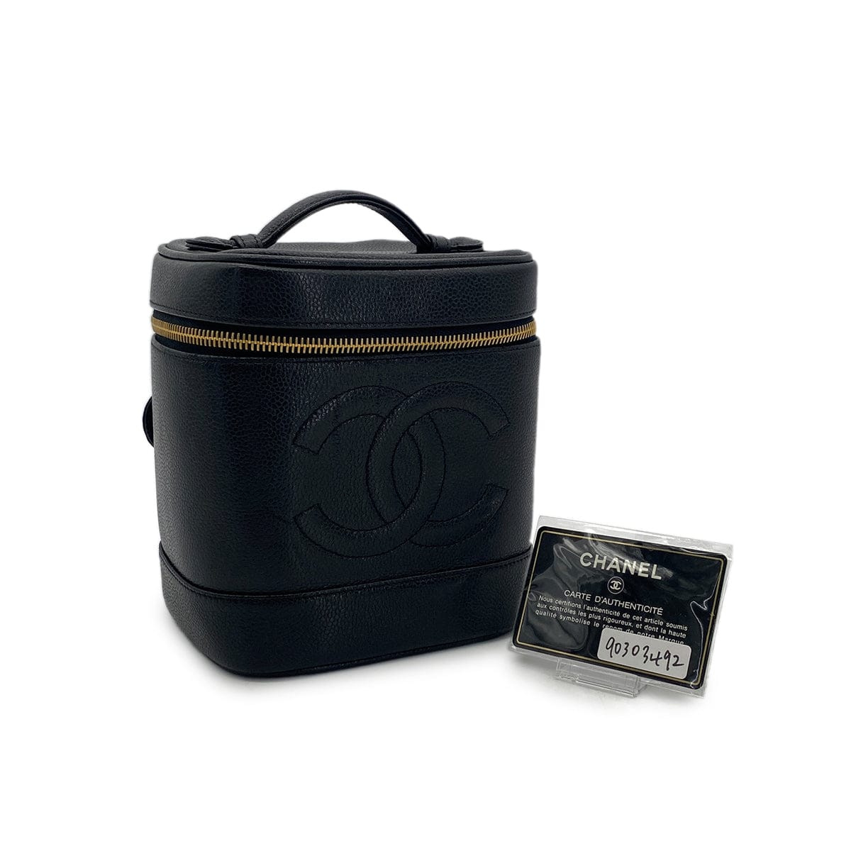 Luxury Promise Japan CHANEL VINTAGE VANITY HAND BAG BLACK CAVIAR SKIN 90303492