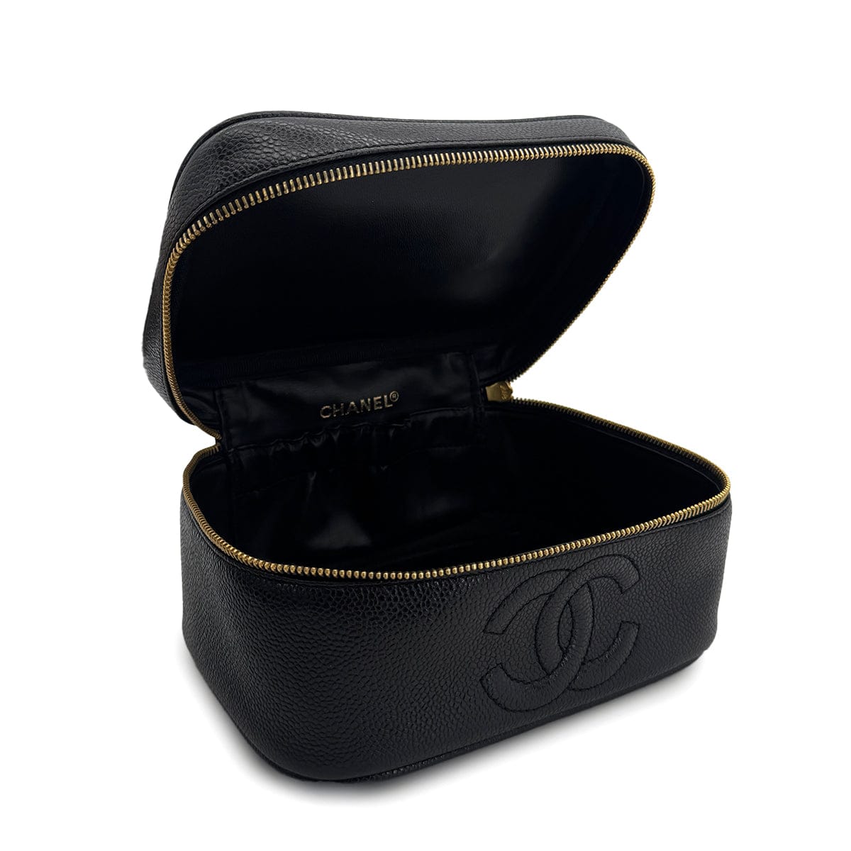 Luxury Promise Japan CHANEL VINTAGE VANITY HAND BAG BLACK CAVIAR SKIN 90310247