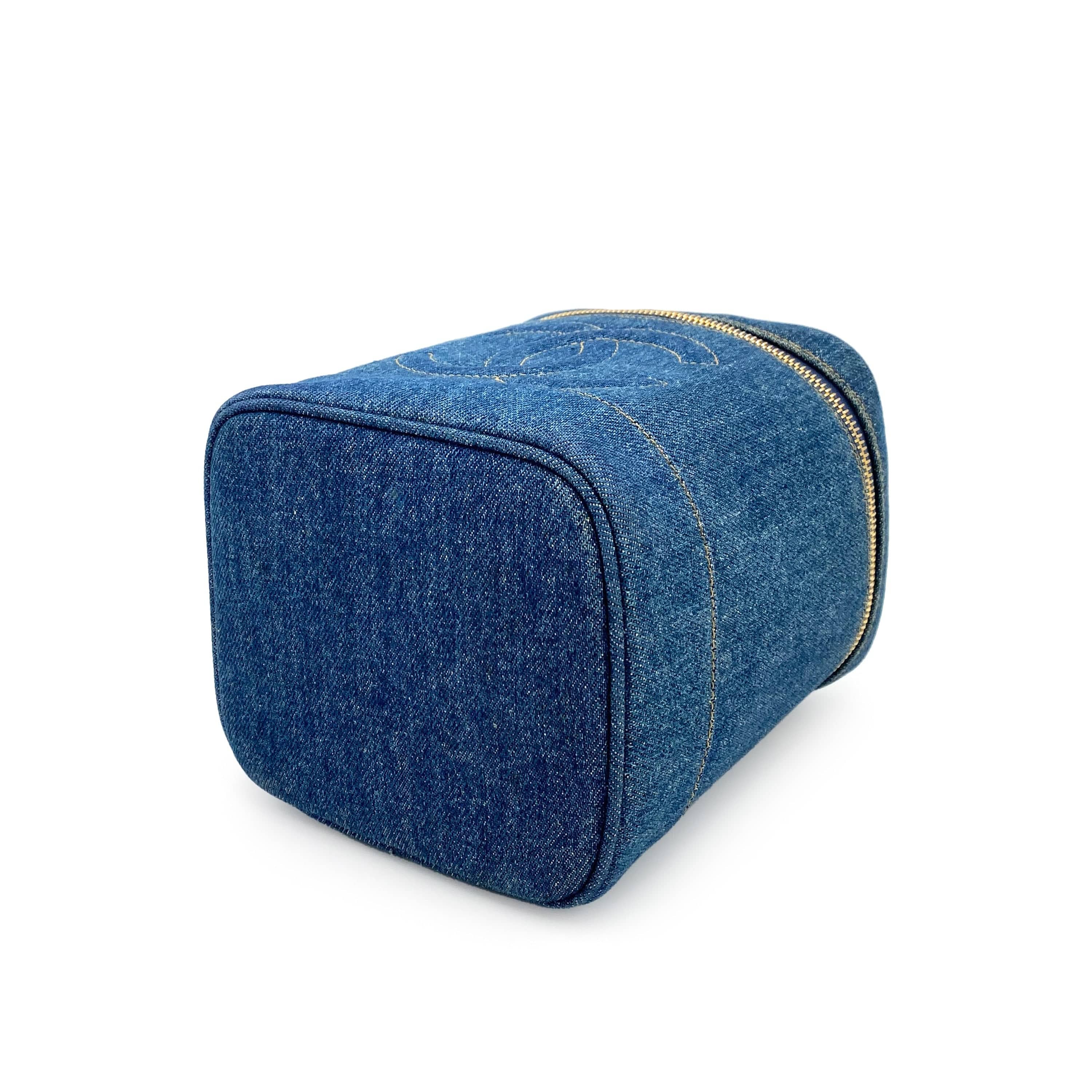 Luxury Promise Japan CHANEL VINTAGE VANITY HAND BAG BLUE DENIM 90248116