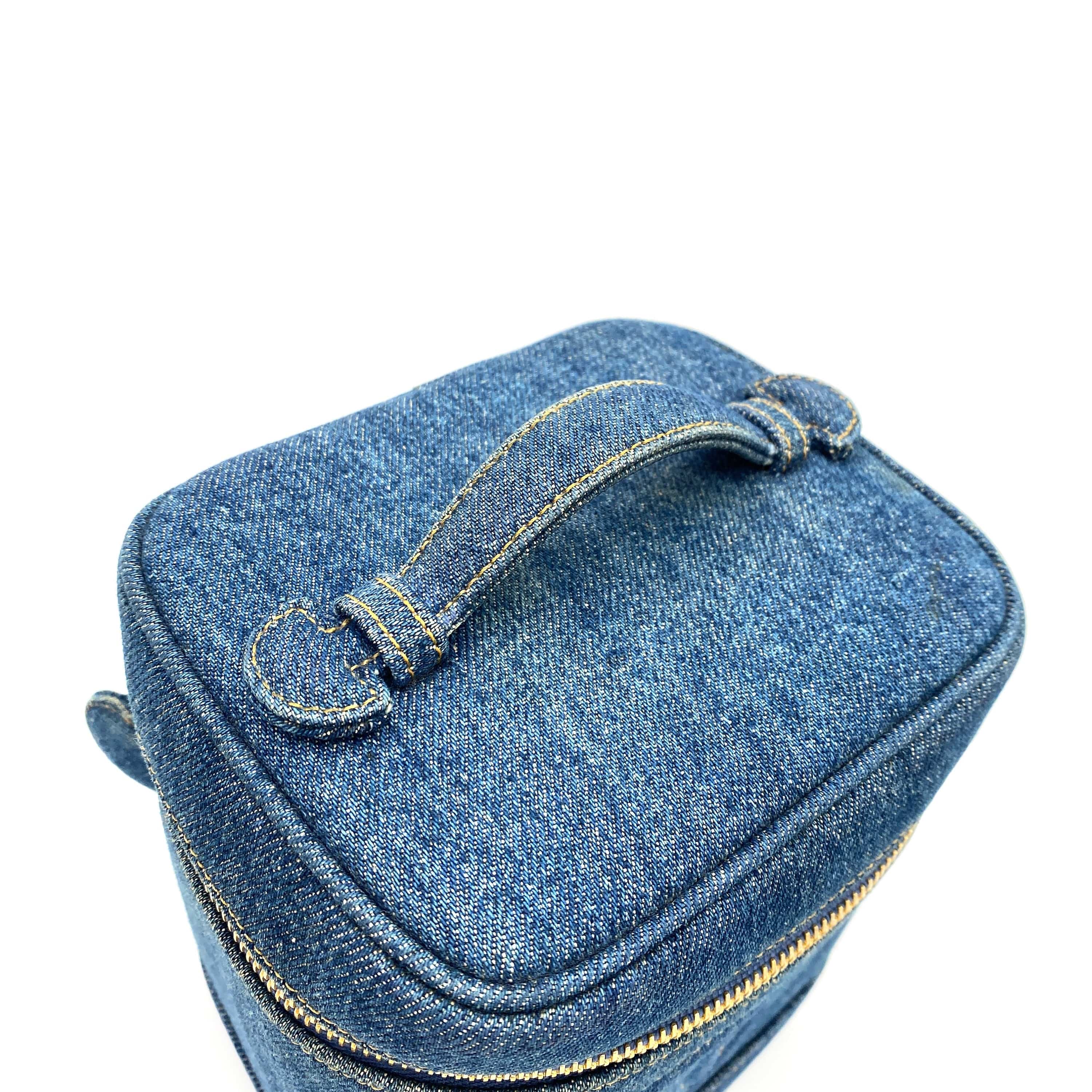 Luxury Promise Japan CHANEL VINTAGE VANITY HAND BAG BLUE DENIM 90248116