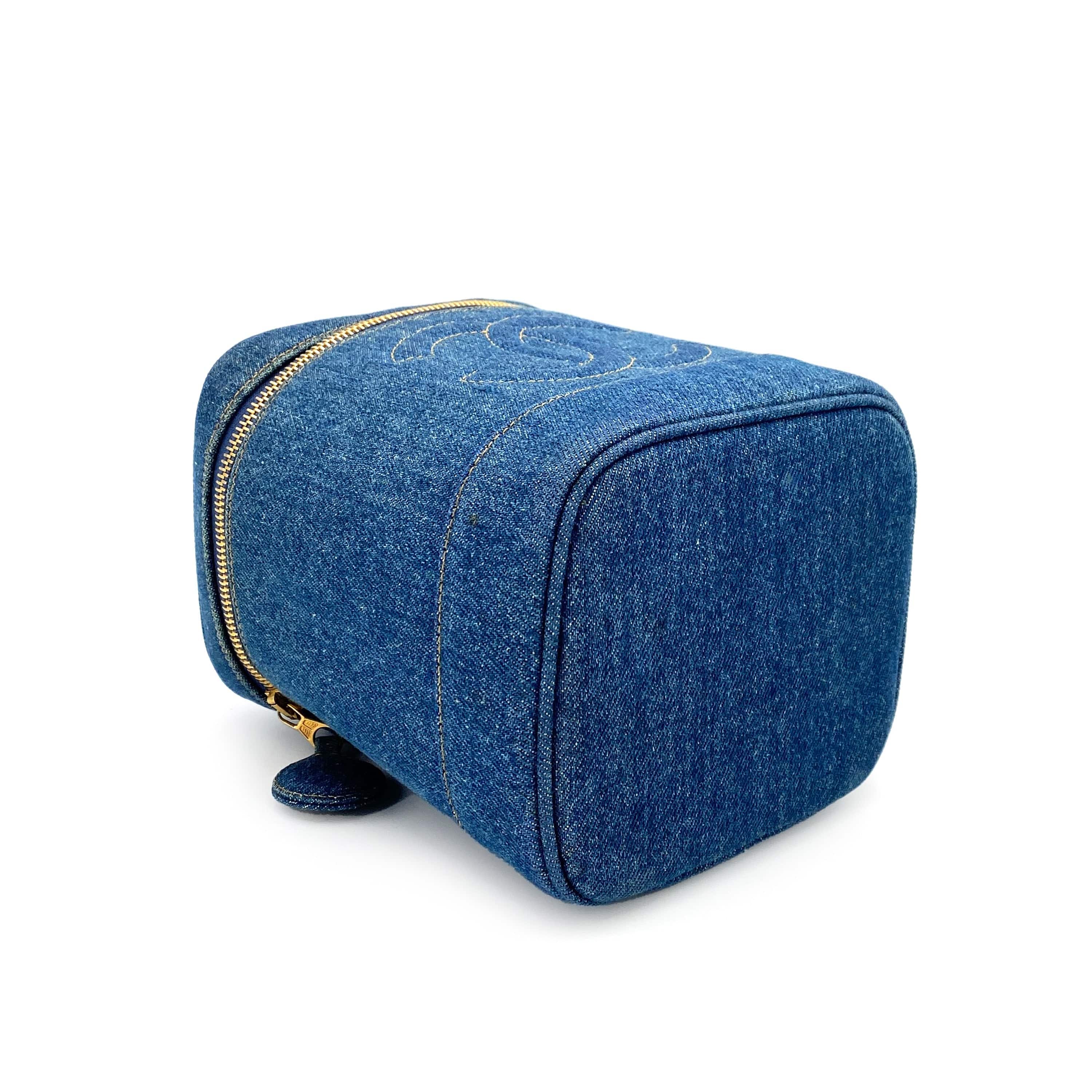Luxury Promise Japan CHANEL VINTAGE VANITY HAND BAG BLUE DENIM 90248116