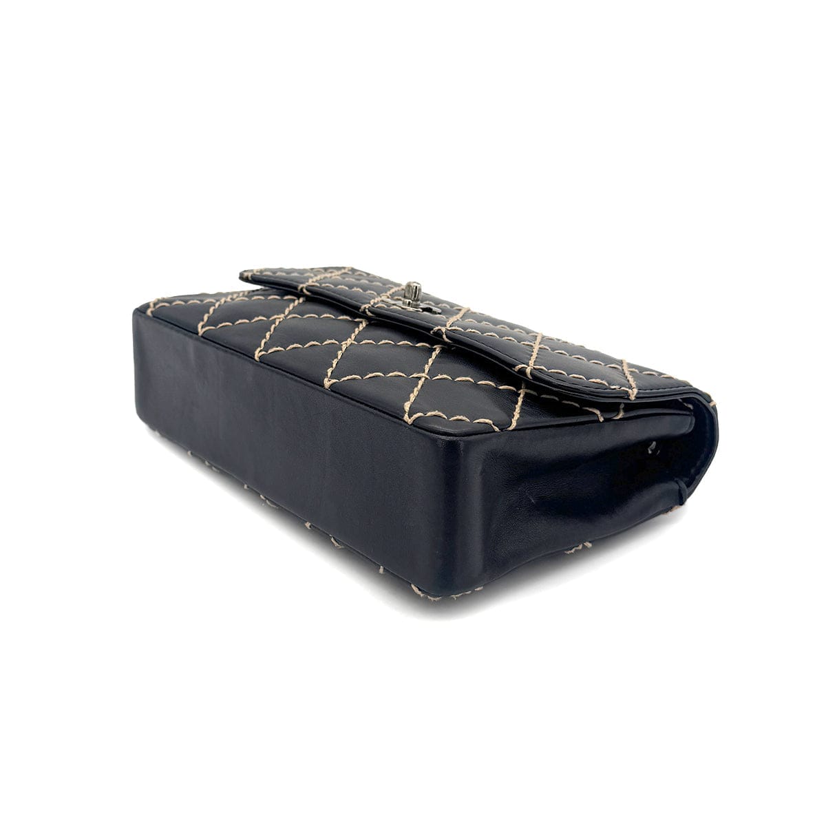 Luxury Promise Japan CHANEL VINTAGE WILD STITCH CHAIN SHOULDER BAG BLACK LEATHER 90273066