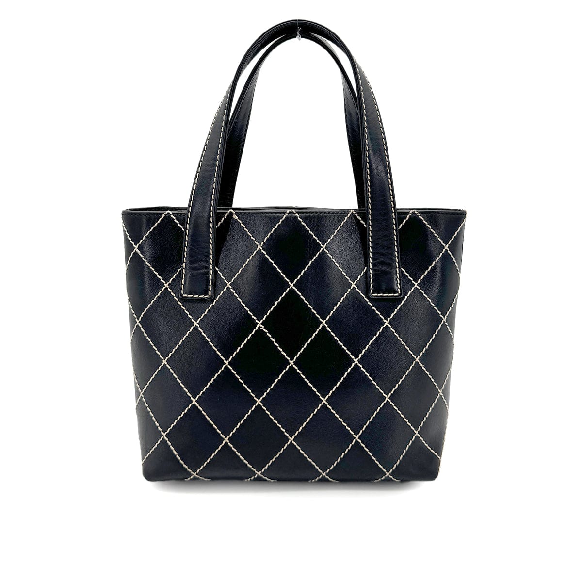 Luxury Promise Japan CHANEL VINTAGE WILD STITCH HAND BAG BLACK LEATHER 90275035