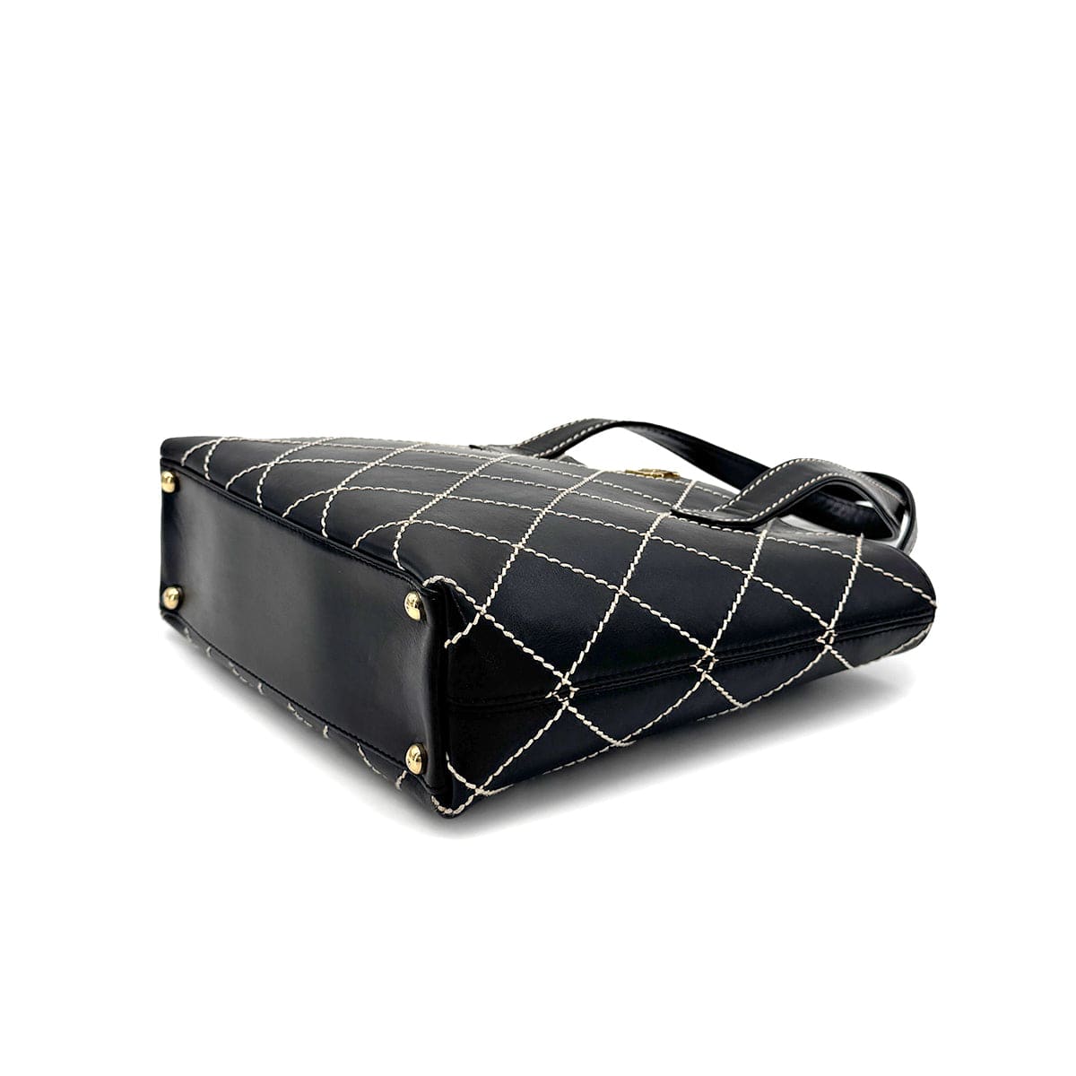 Luxury Promise Japan CHANEL VINTAGE WILD STITCH HAND BAG BLACK LEATHER 90275035