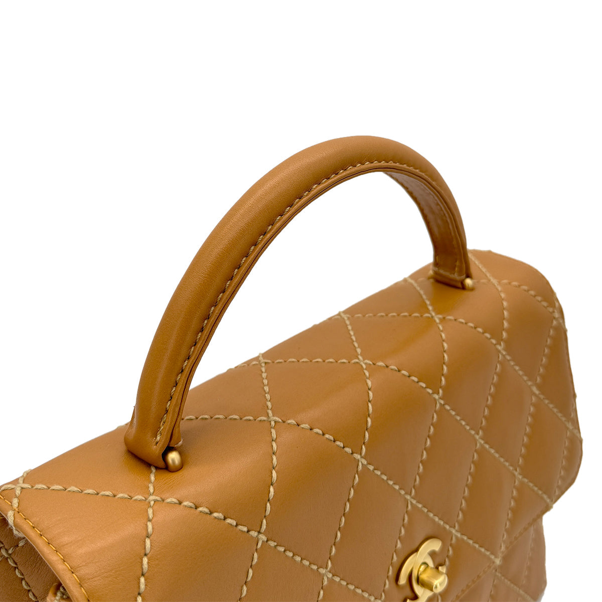 Luxury Promise Japan CHANEL VINTAGE WILD STITCH MATELASSE HAND BAG BROWN LEATHER 90280306