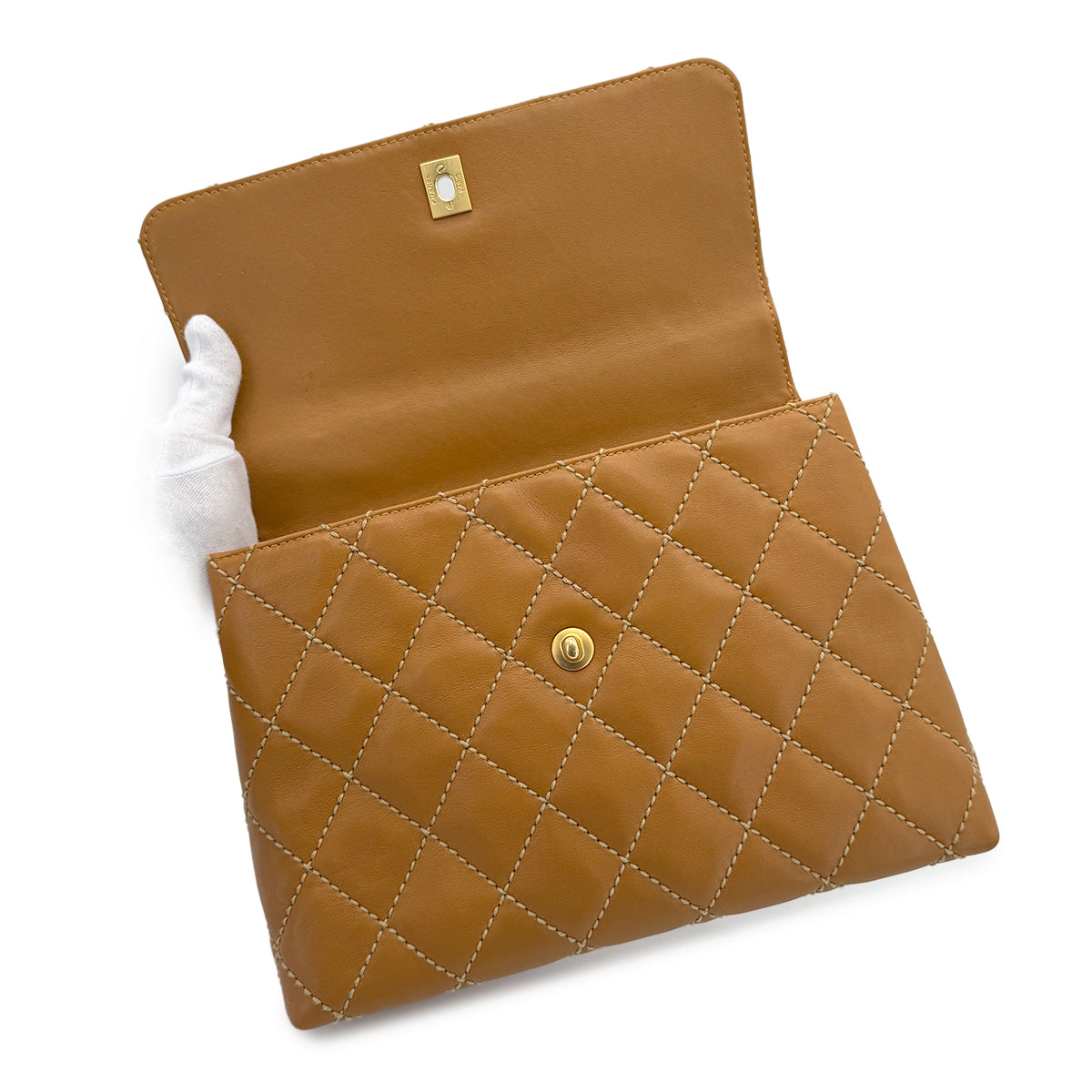 Luxury Promise Japan CHANEL VINTAGE WILD STITCH MATELASSE HAND BAG BROWN LEATHER 90280306