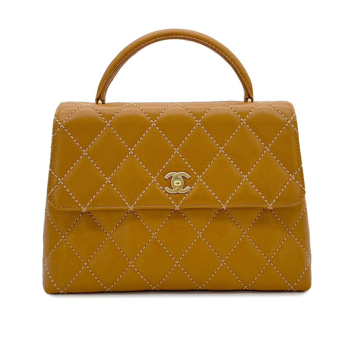 Luxury Promise Japan CHANEL VINTAGE WILD STITCH MATELASSE HAND BAG BROWN LEATHER 90280306