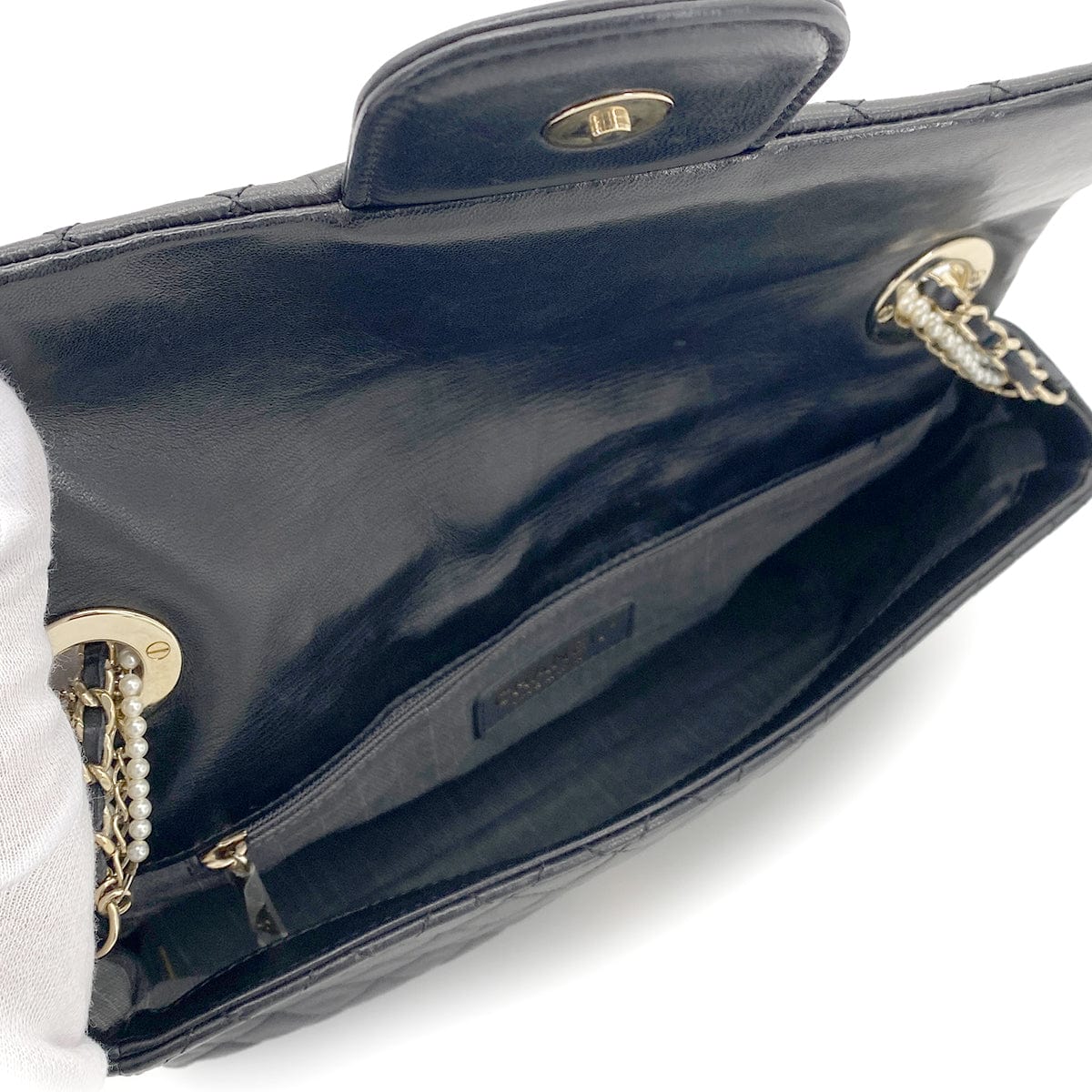 Luxury Promise Japan CHANEL WESTMINSTER CHAIN SHOULDER BAG FAKE PEARL BLACK LAMB SKIN 90261575