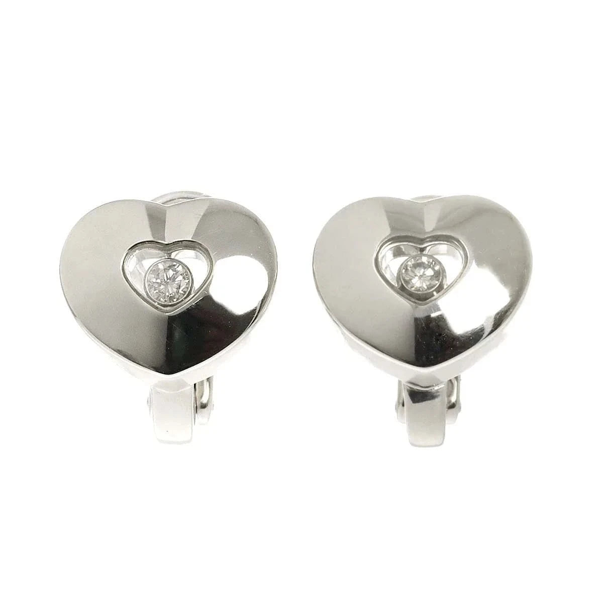 Luxury Promise Japan Chopard Happy Diamond Heart Earrings Clip on K18 WG 750 METAL 90282324