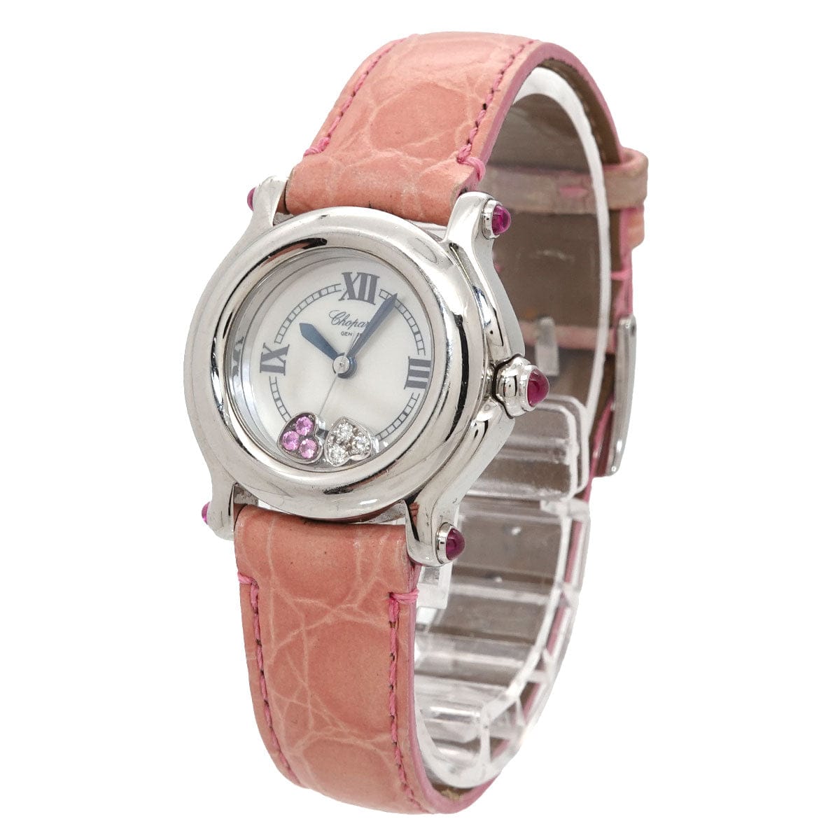 Luxury Promise Japan Chopard Happy Sports 27 8245 42 Diamond Pink Sapphire Heart White Shell Quartz Watch 90323496