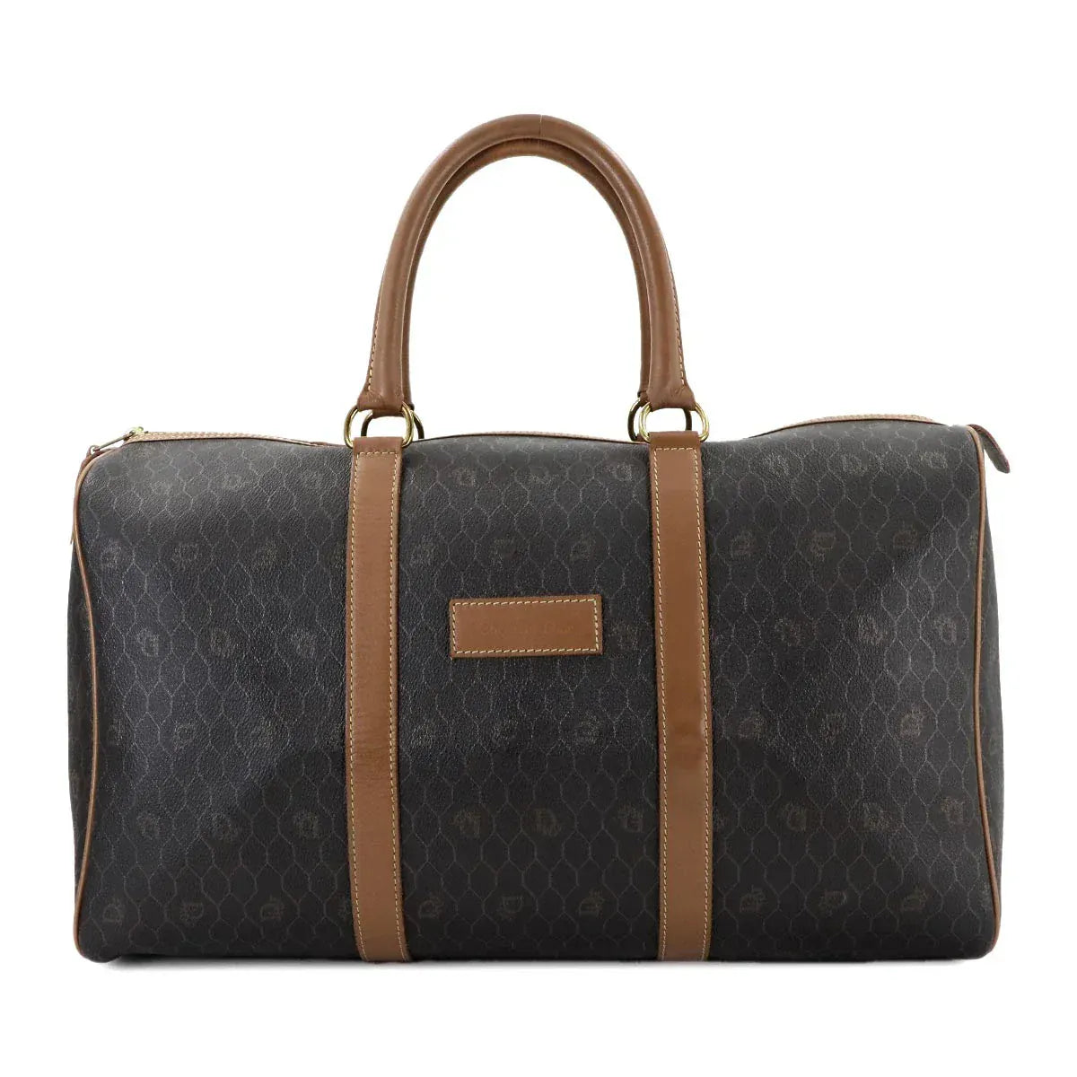 Luxury Promise Japan Christian Dior Honeycomb Boston Bag PVC Leather Brown Luggage 90290915