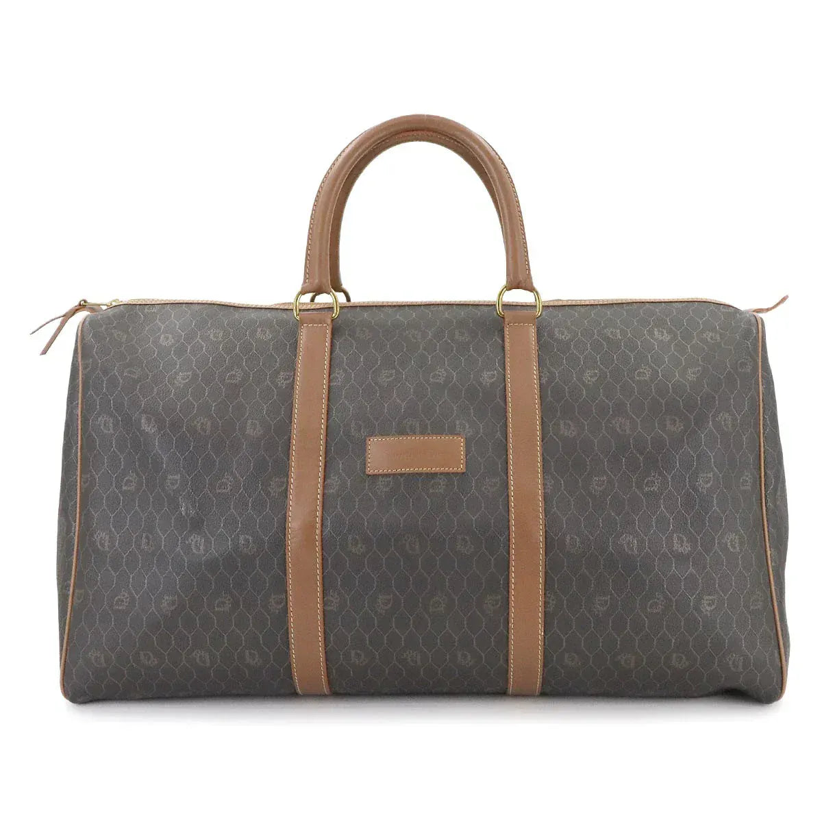 Luxury Promise Japan Christian Dior Honeycomb Boston Bag PVC Leather Brown Luggage 90290916