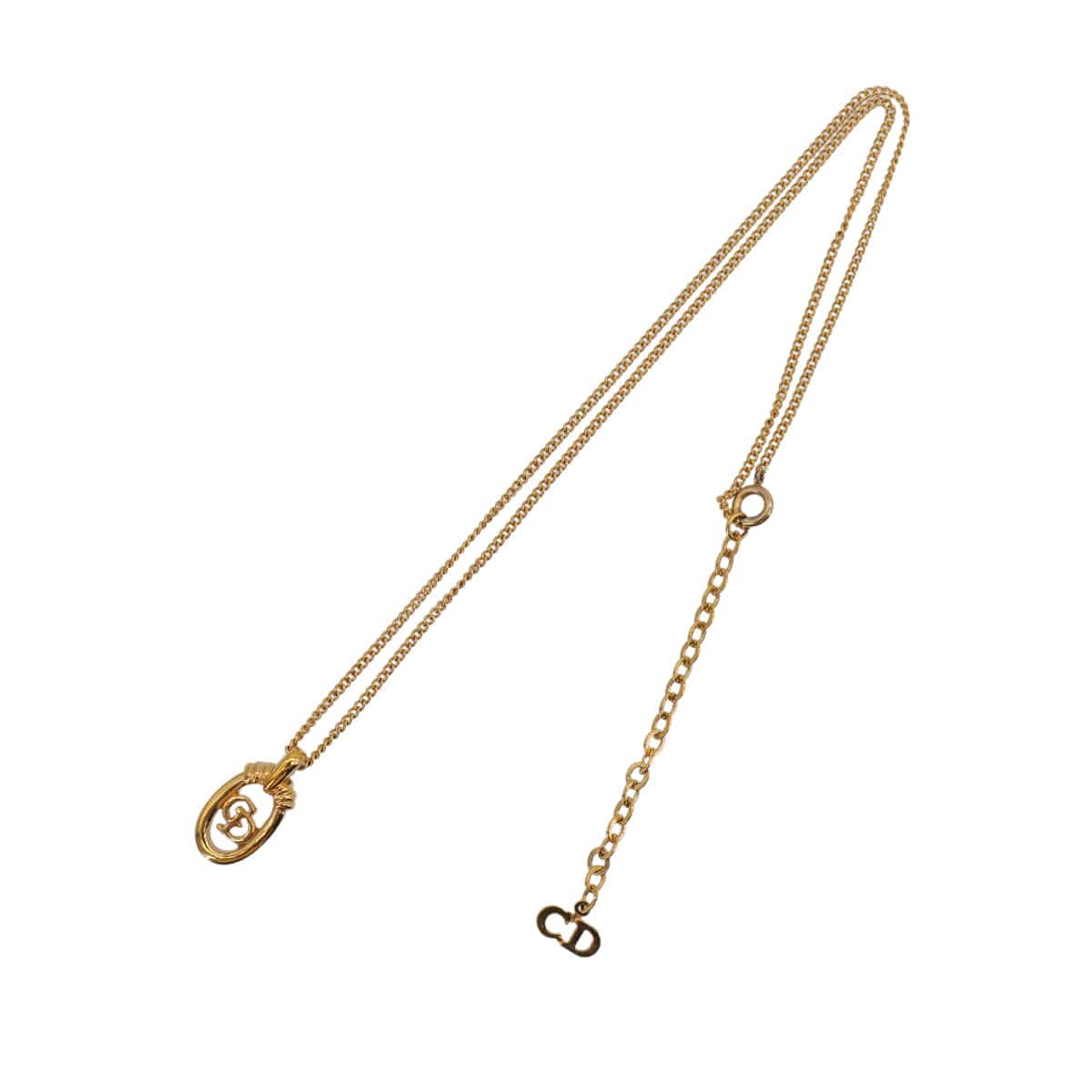 Luxury Promise Japan CHRISTIAN DIOR NECKLACE CD LOGO OVAL GOLD ACCESSORY 90323208