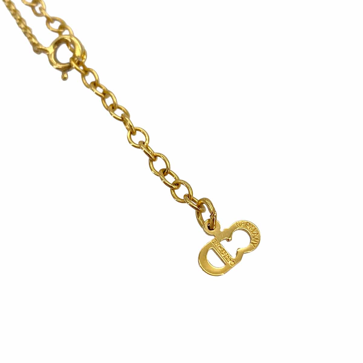 Luxury Promise Japan CHRISTIAN DIOR NECKLACE CD LOGO RHINESTONE GOLD ACCESSORY 90324648