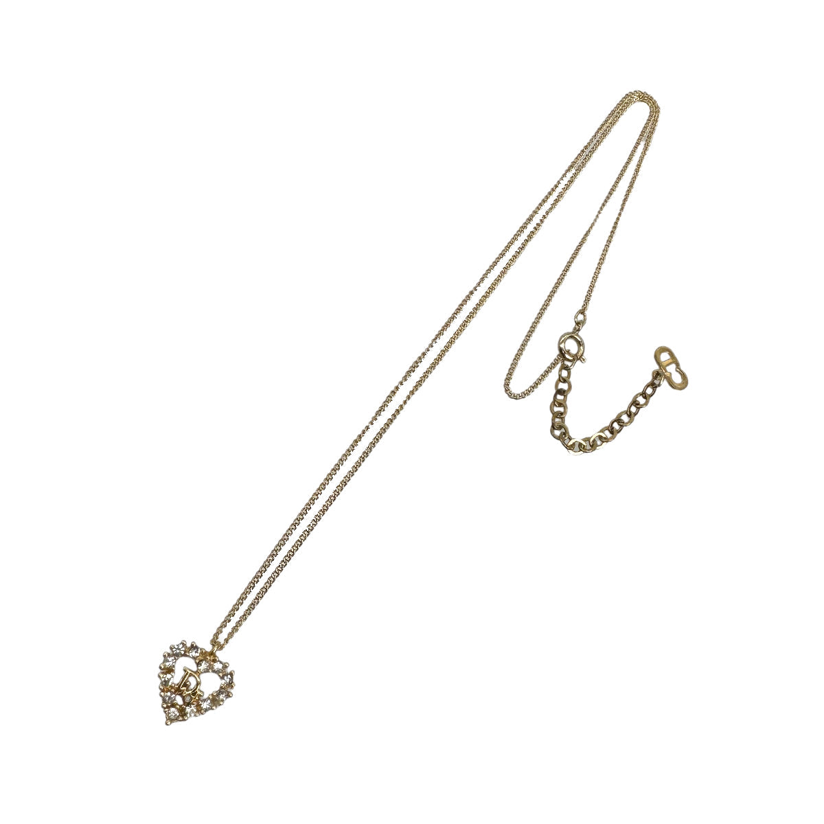 Luxury Promise Japan CHRISTIAN DIOR NECKLACE LOGO HEART RHINESTONE GOLD ACCESSORY 90299328