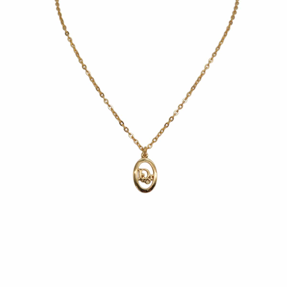 Luxury Promise Japan CHRISTIAN DIOR NECKLACE LOGO OVAL GOLD ACCESSORY 90323212