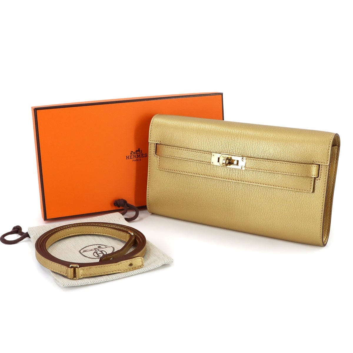 Luxury Promise Japan HERMES Kelly To Go Shoulder Wallet Chevre Chamkila Dore Purse 90320736