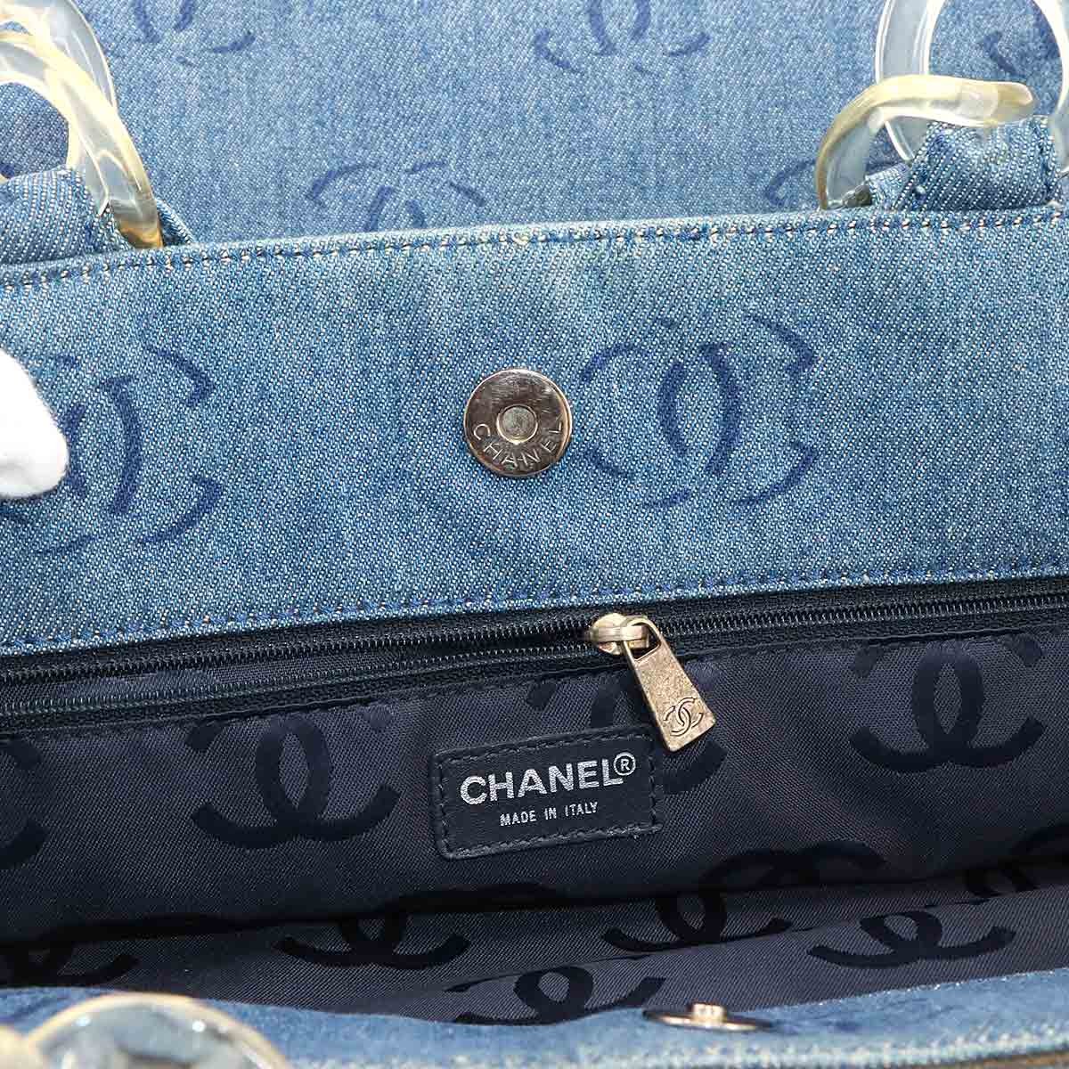Luxury Promise Japan CHANEL Plastic Chain Tote Bag Denim Blue Coco Mark Purse Vintage 90297498