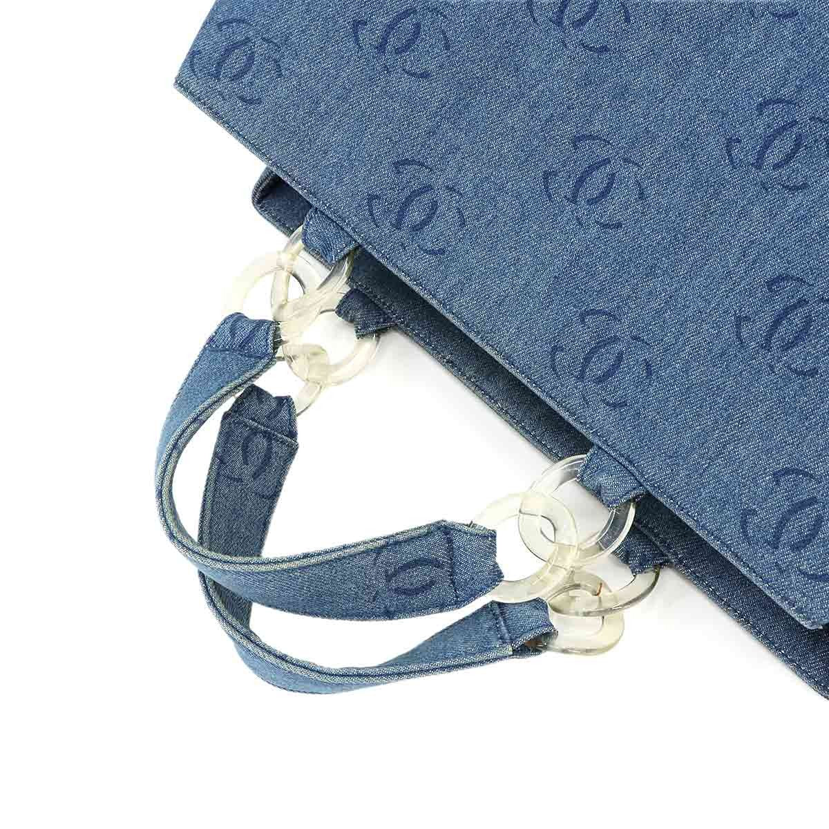 Luxury Promise Japan CHANEL Plastic Chain Tote Bag Denim Blue Coco Mark Purse Vintage 90297498