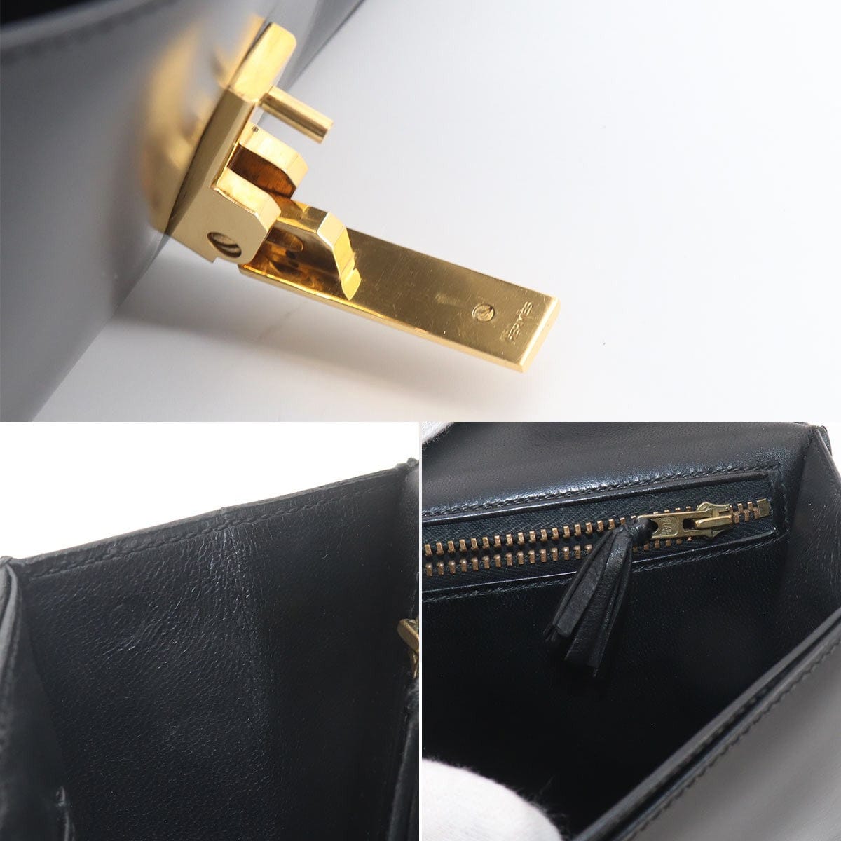 Luxury Promise Japan HERMES Alcazar Shoulder Bag Box Calf Leather Black Vintage Antique 90327338