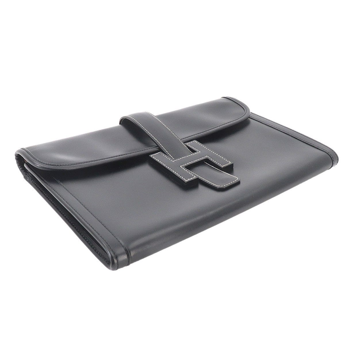 Luxury Promise Japan HERMES Jige PM Clutch Bag Box Calf Black Purse 90327263