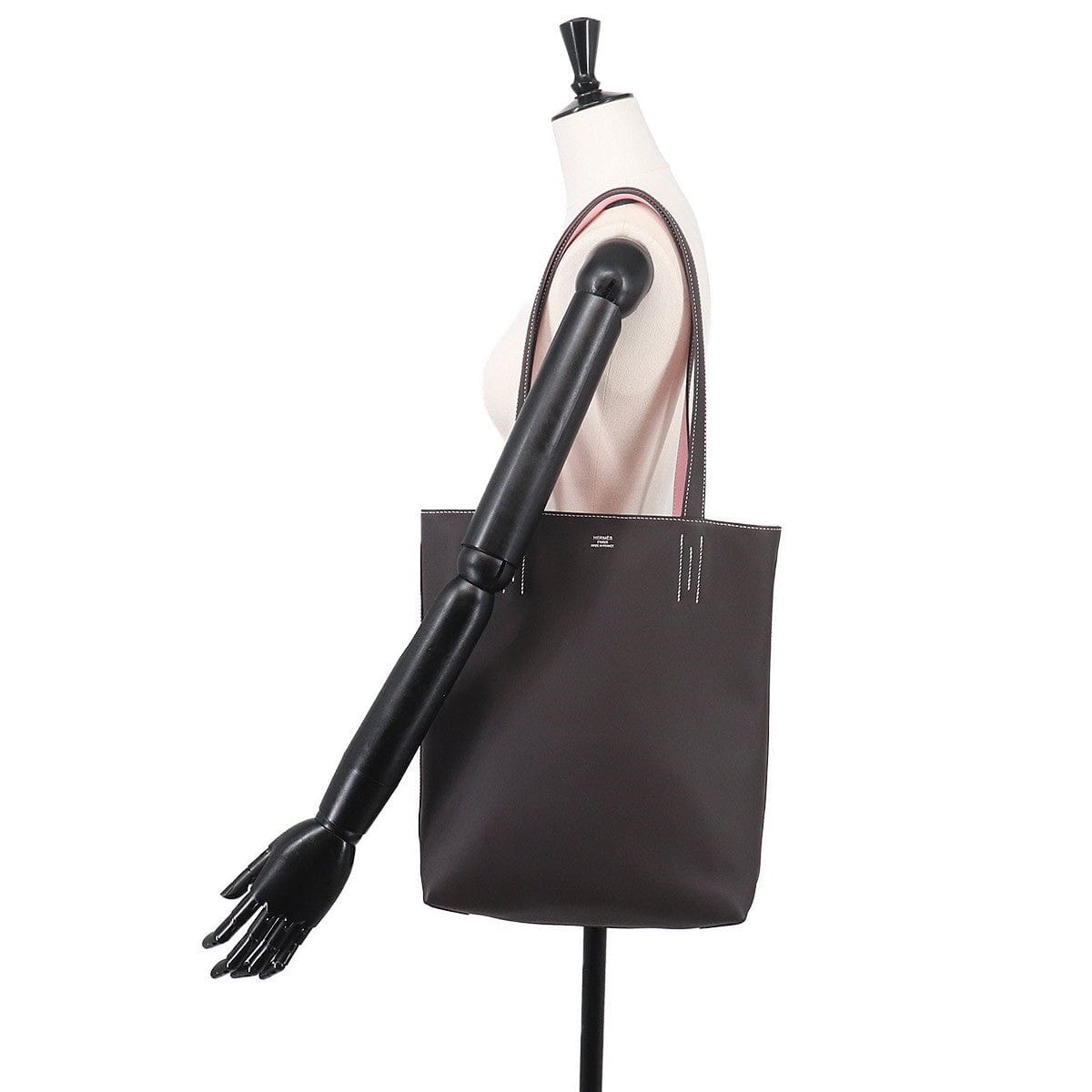 Luxury Promise Japan HERMES Neo Double Sens 35 Tote Bag Swift Rose Sakura Ebene 90329269