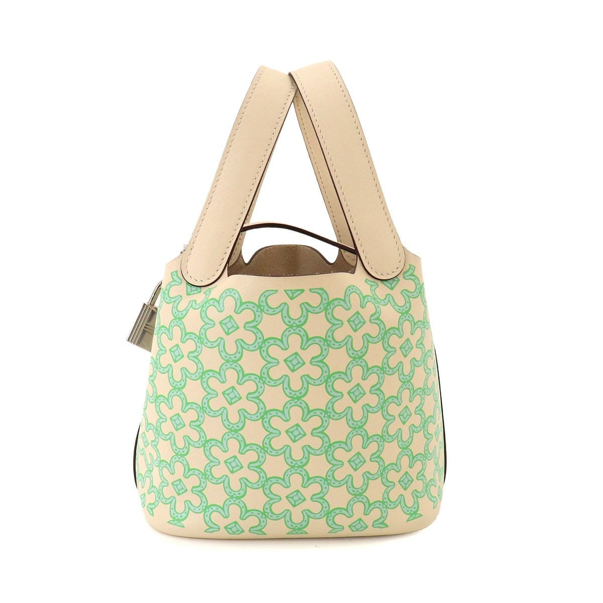 HERMES Picotin Lock PM Lucky Daisy Hand Bag Swift Nata Vert Blanc 903310980