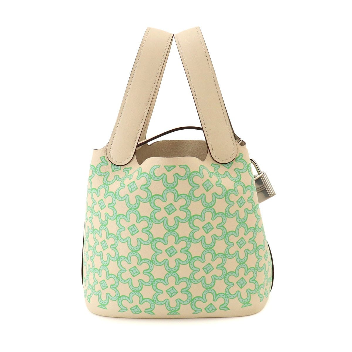 HERMES Picotin Lock PM Lucky Daisy Hand Bag Swift Nata Vert Blanc 903310981