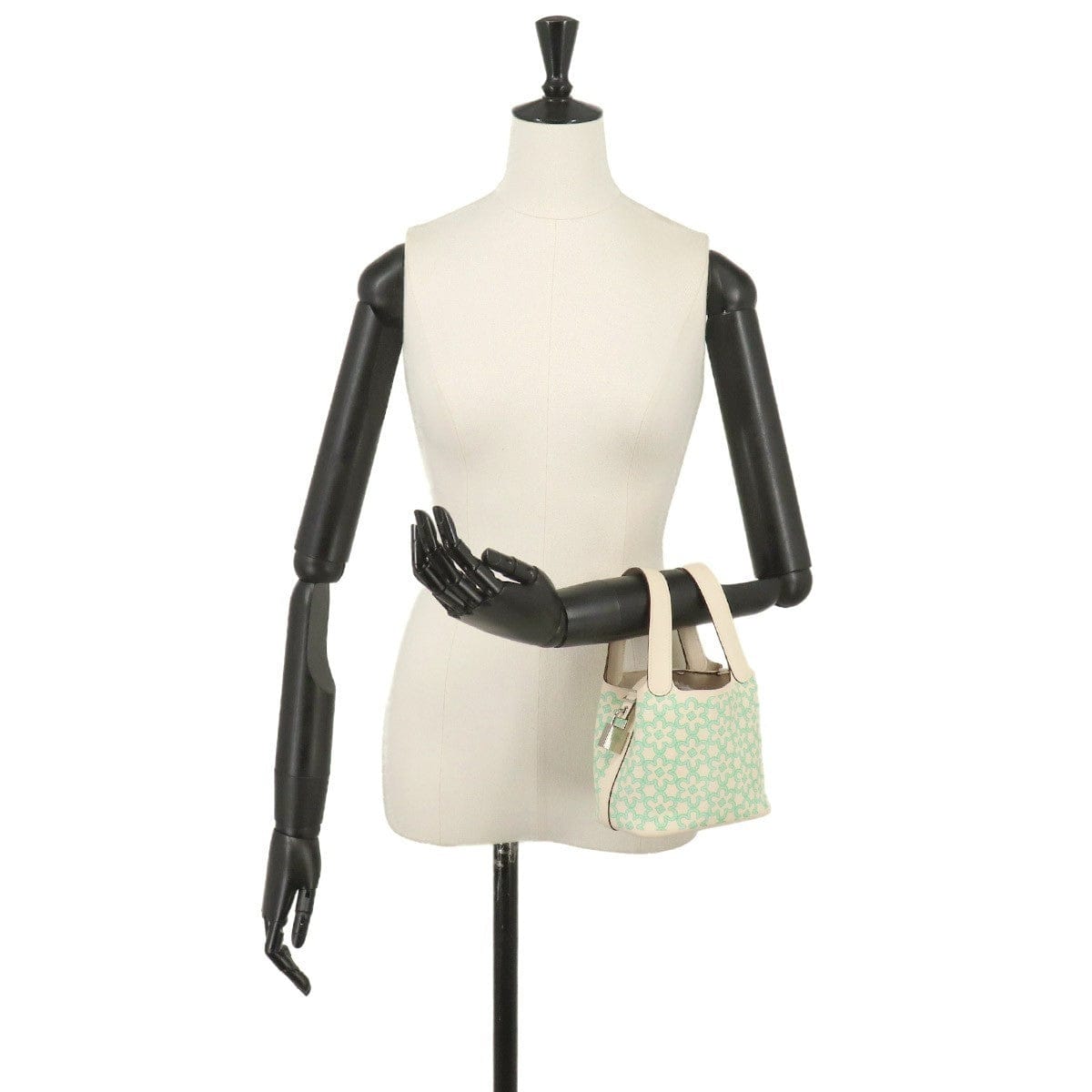 HERMES Picotin Lock PM Lucky Daisy Hand Bag Swift Nata Vert Blanc 903310989