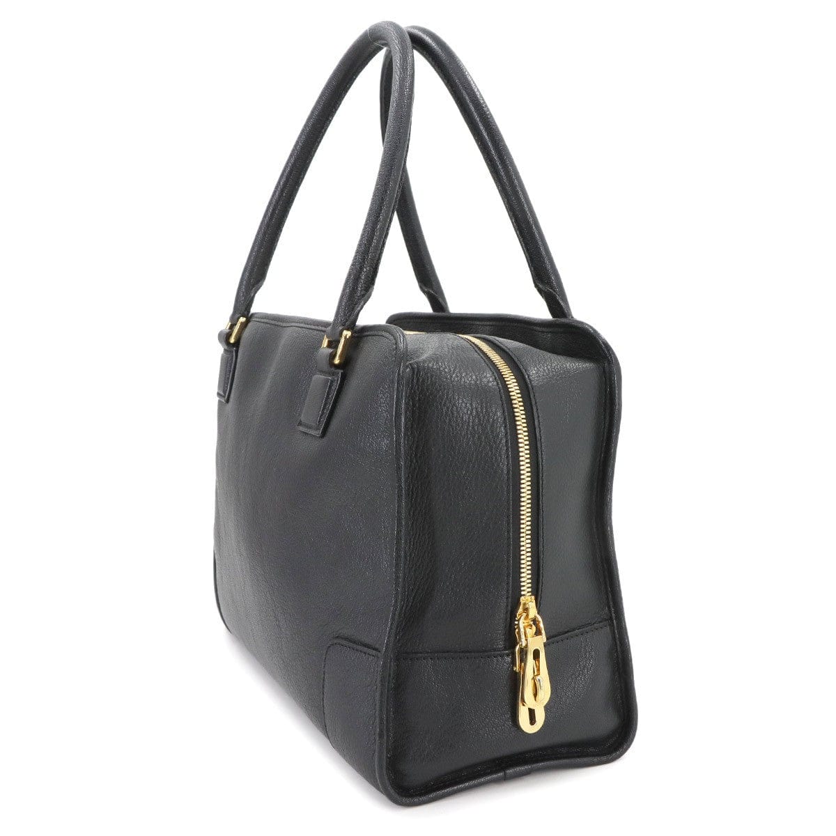 Luxury Promise Japan LOEWE Amazona 36 Hand Bag Leather Black Anagram Purse 90287656