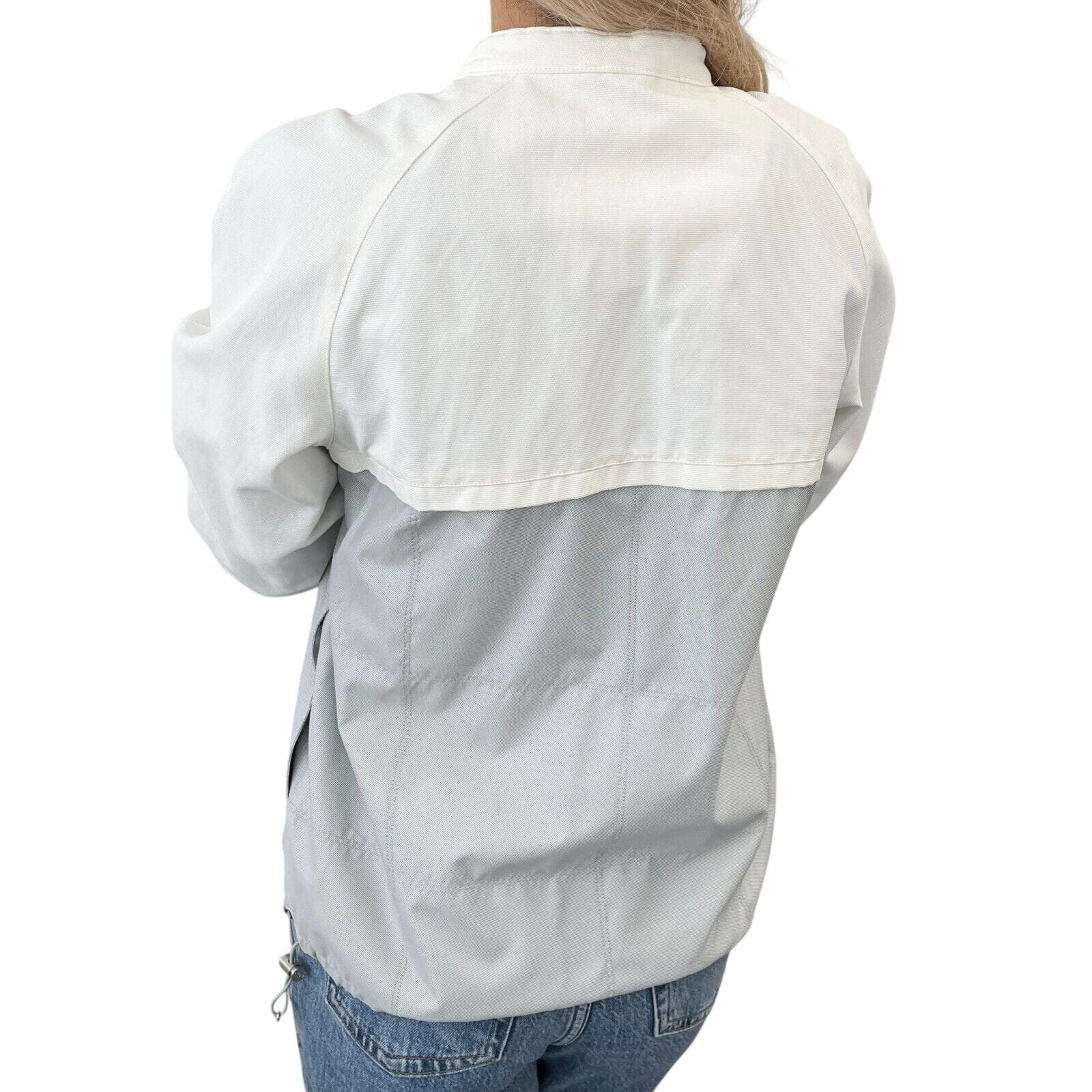 Luxury Promise Japan CHANEL Sport Vintage 01P CC Mark Logo Zipped Jacket #36 White Gray Cotton