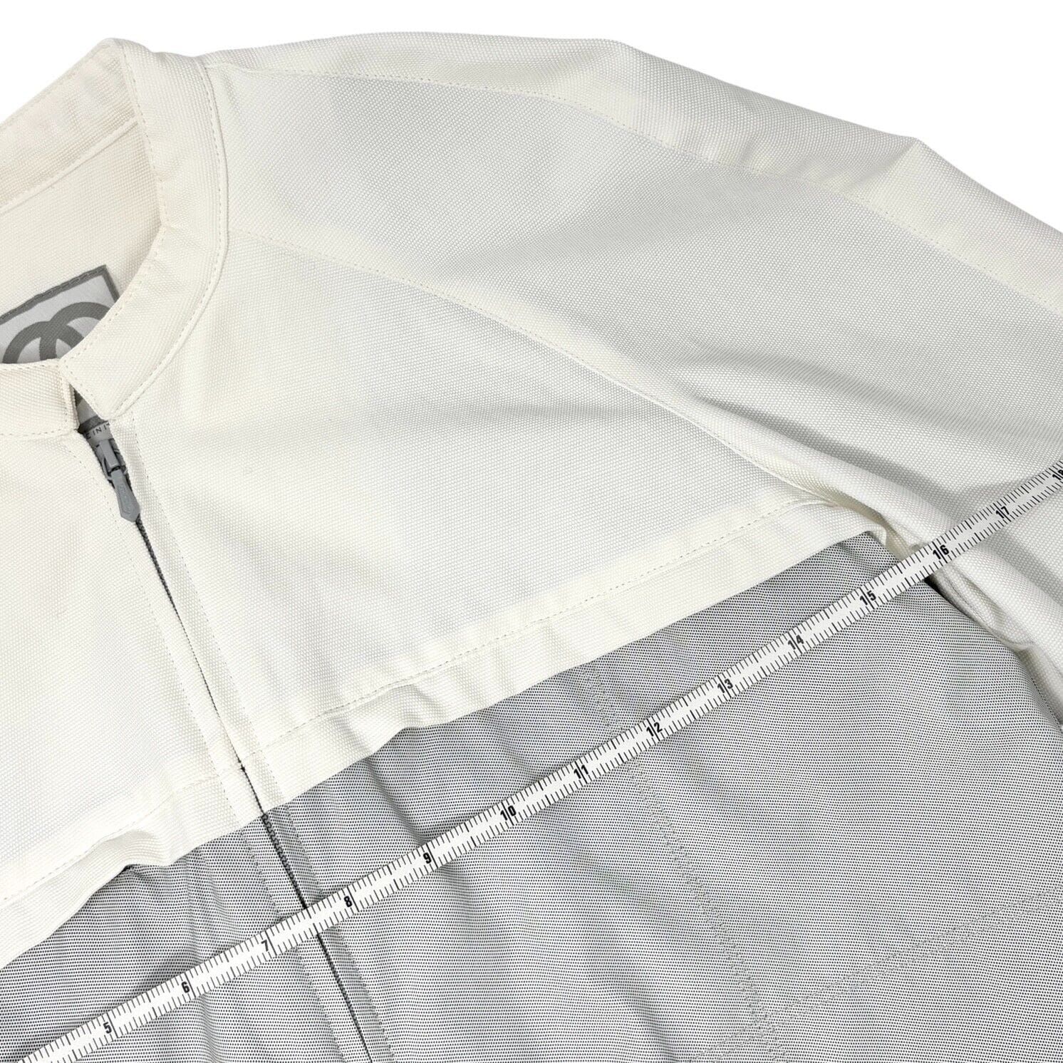 Luxury Promise Japan CHANEL Sport Vintage 01P CC Mark Logo Zipped Jacket #36 White Gray Cotton