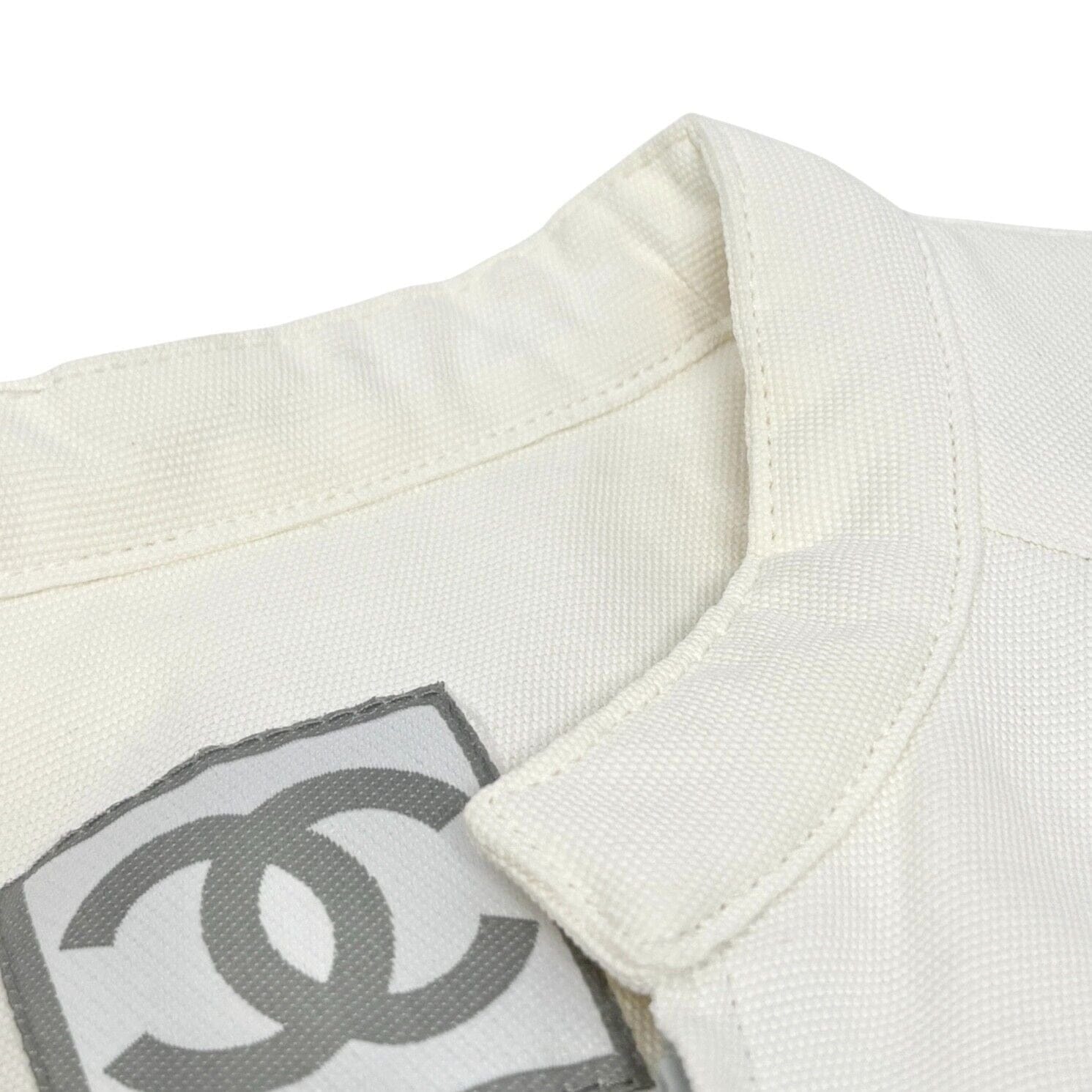 Luxury Promise Japan CHANEL Sport Vintage 01P CC Mark Logo Zipped Jacket #36 White Gray Cotton