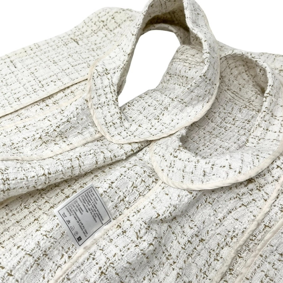 Luxury Promise Japan CHANEL Vintage 01P CC Mark Logo Sleeveless Vest Jacket #36 White Cotton Button