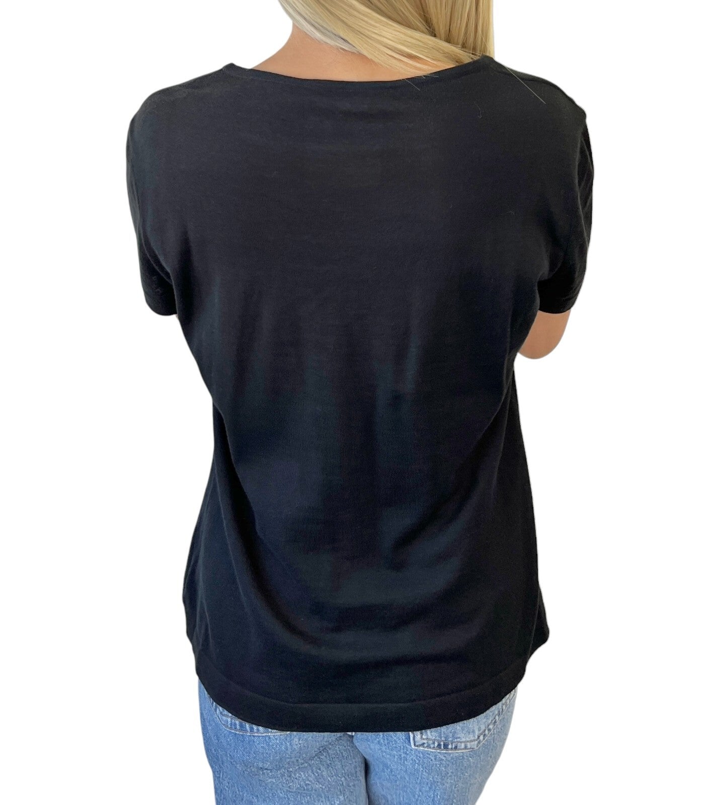 Luxury Promise Japan CHANEL Vintage 95P CC Mark Logo T-shirt #40 Short Sleeve Top Black Cotton