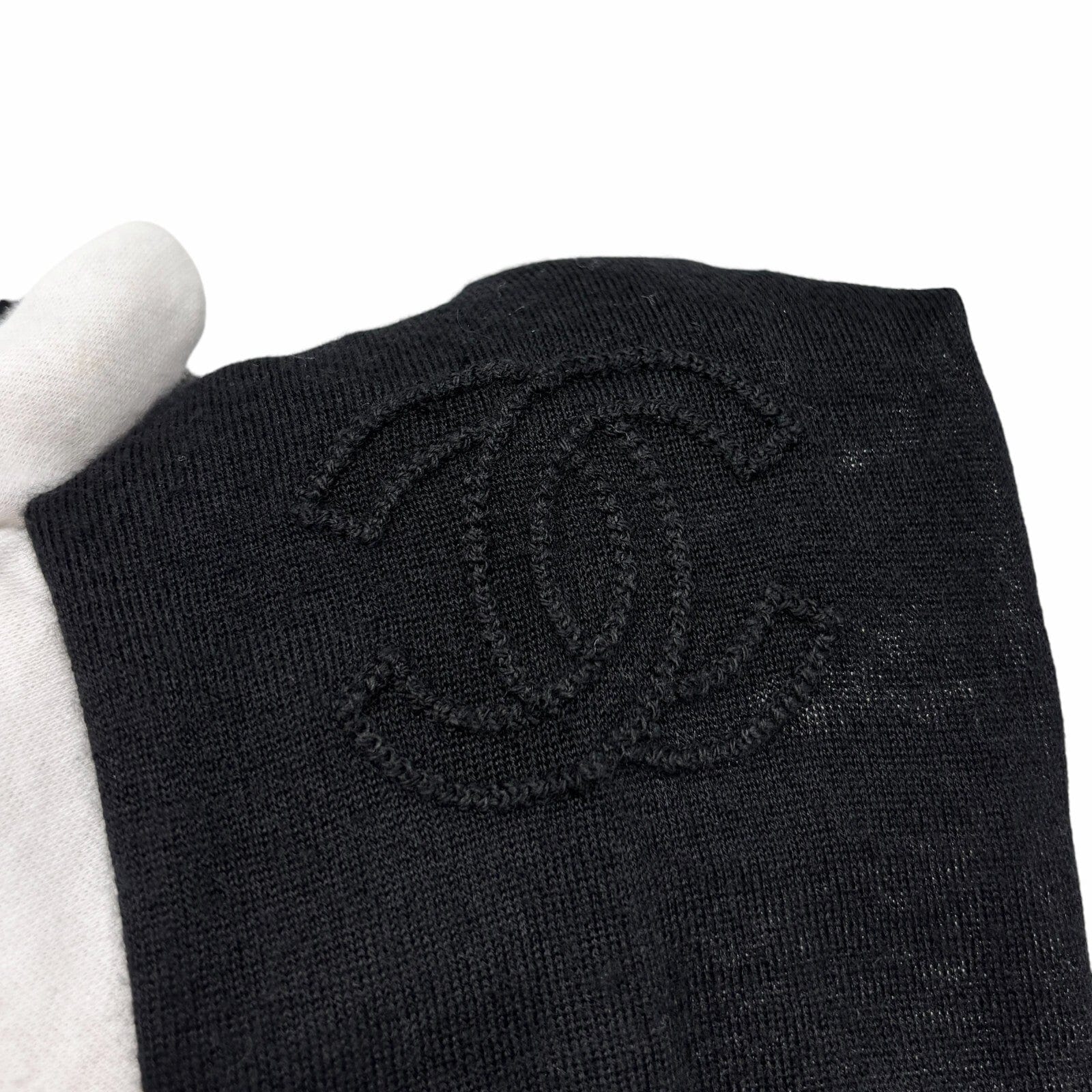 Luxury Promise Japan CHANEL Vintage P39389 CC Logo Cardigan #34 Sweater Knit Top Black Cashmere