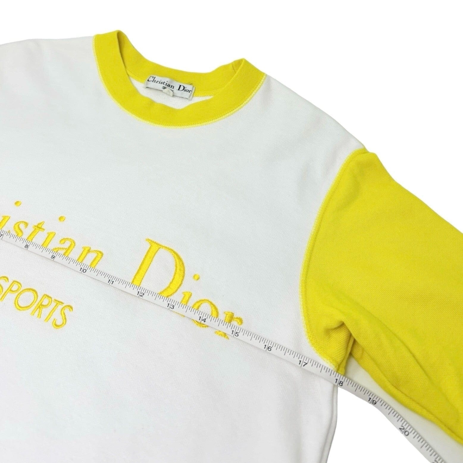 Luxury Promise Japan Christian Dior Sports Vintage Big Logo Sweatshirt Top #L Yellow Cotton Rank AB