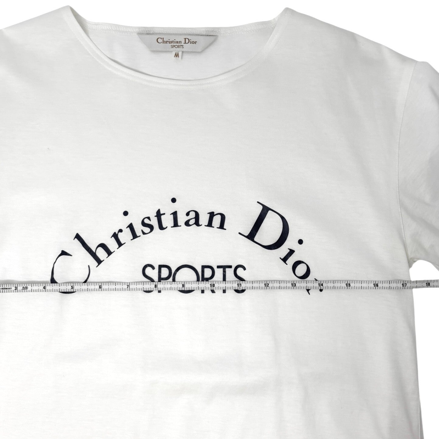Luxury Promise Japan Christian Dior Sports Vintage Big Logo T-shirt Top #M White Dark Blue Cotton