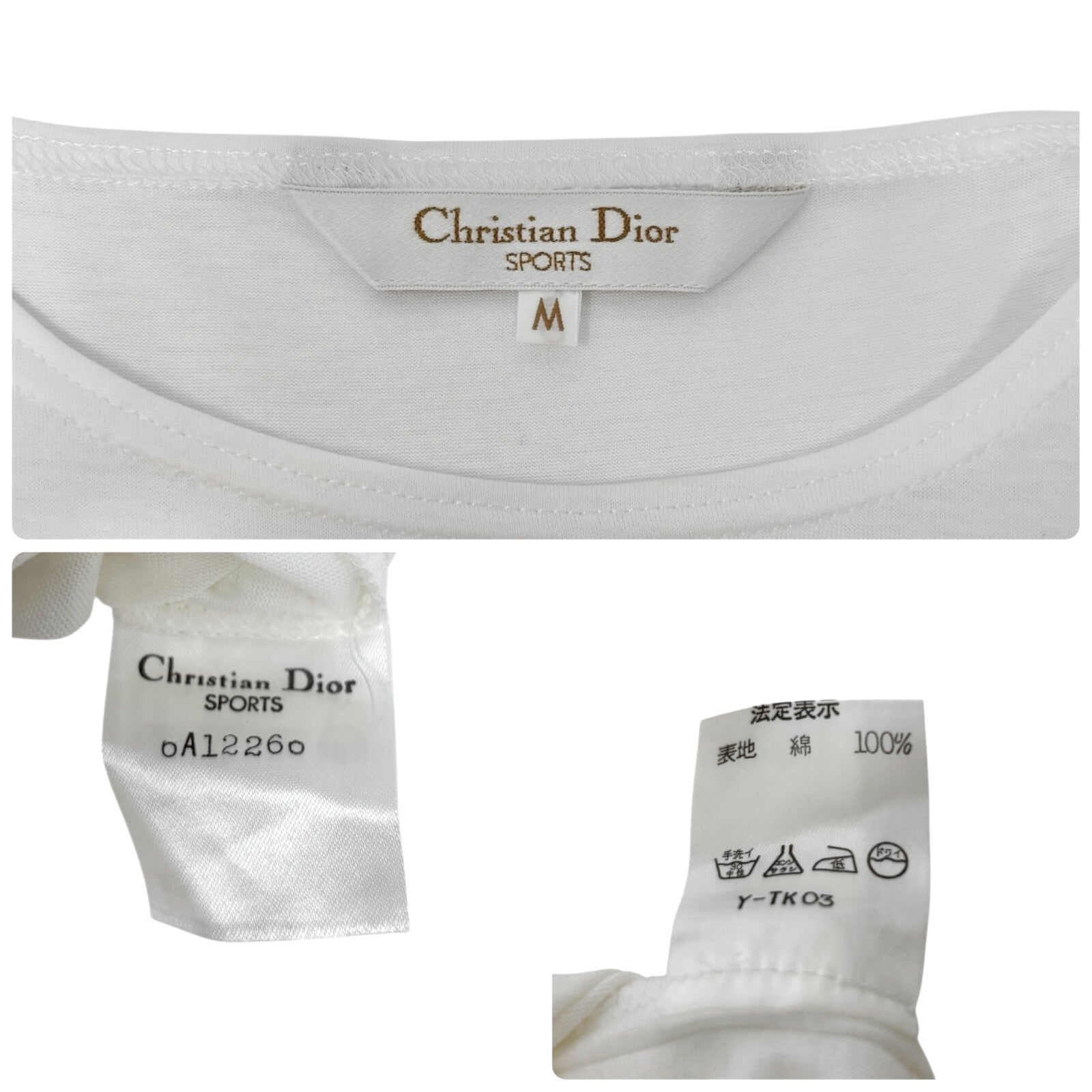 Luxury Promise Japan Christian Dior Sports Vintage Big Logo T-shirt Top #M White Dark Blue Cotton