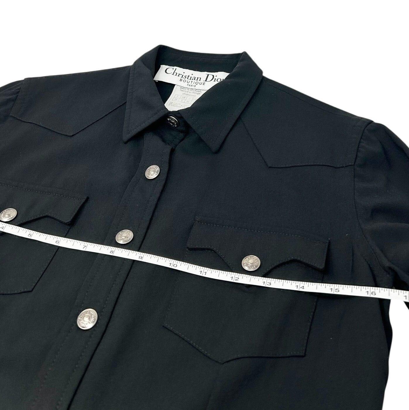 Luxury Promise Japan Christian Dior Vintage 2003 Logo Jacket #36 Shirt Top Black Snap Button Viscose