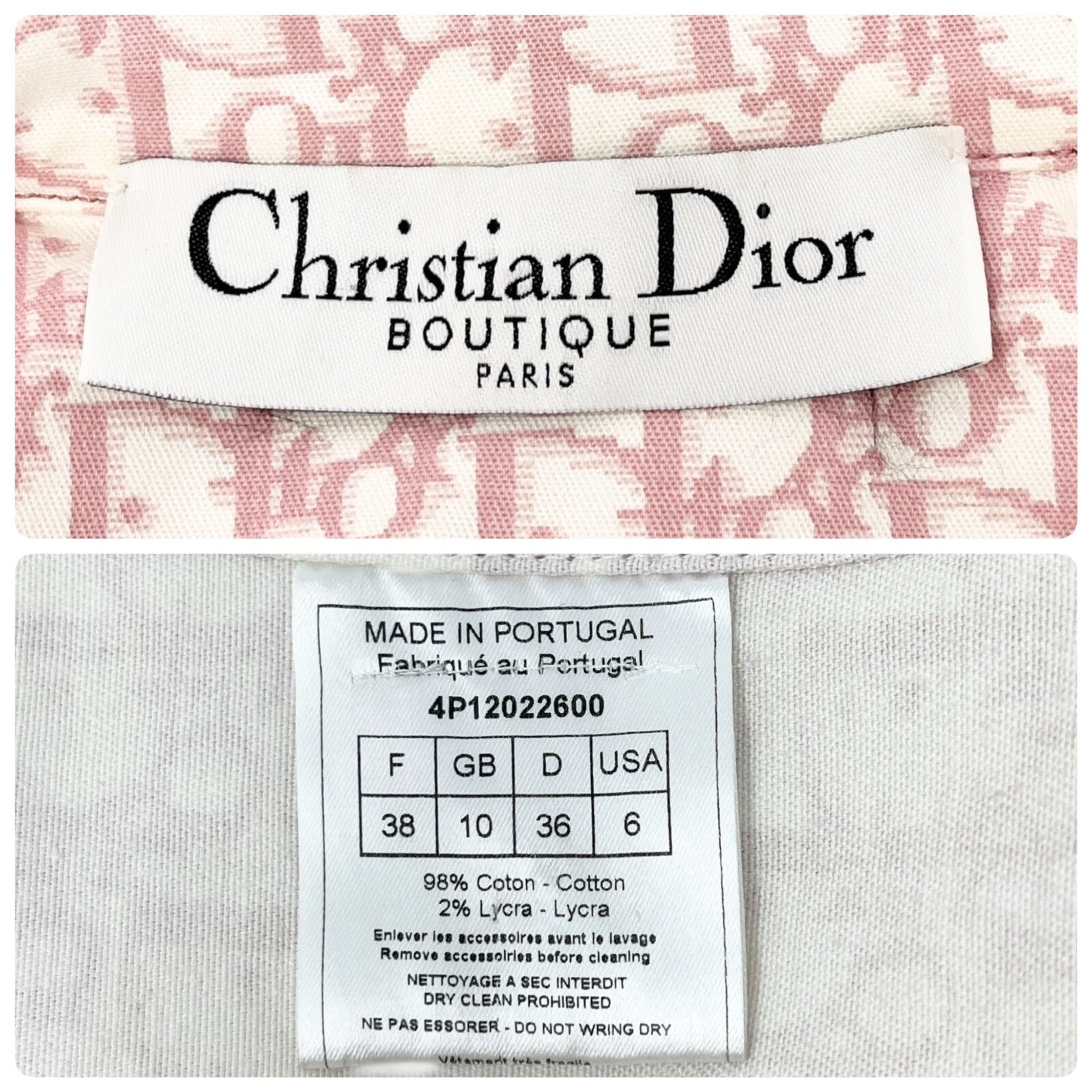 Luxury Promise Japan Christian Dior Vintage 2004 Trotter Monogram Vest Jacket #38 Pink White Cotton