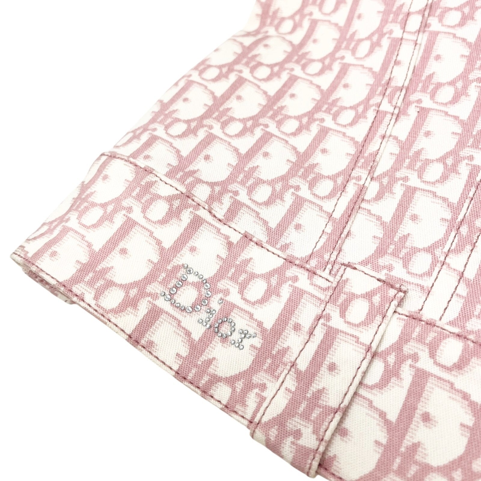 Luxury Promise Japan Christian Dior Vintage 2004 Trotter Monogram Vest Jacket #38 Pink White Cotton